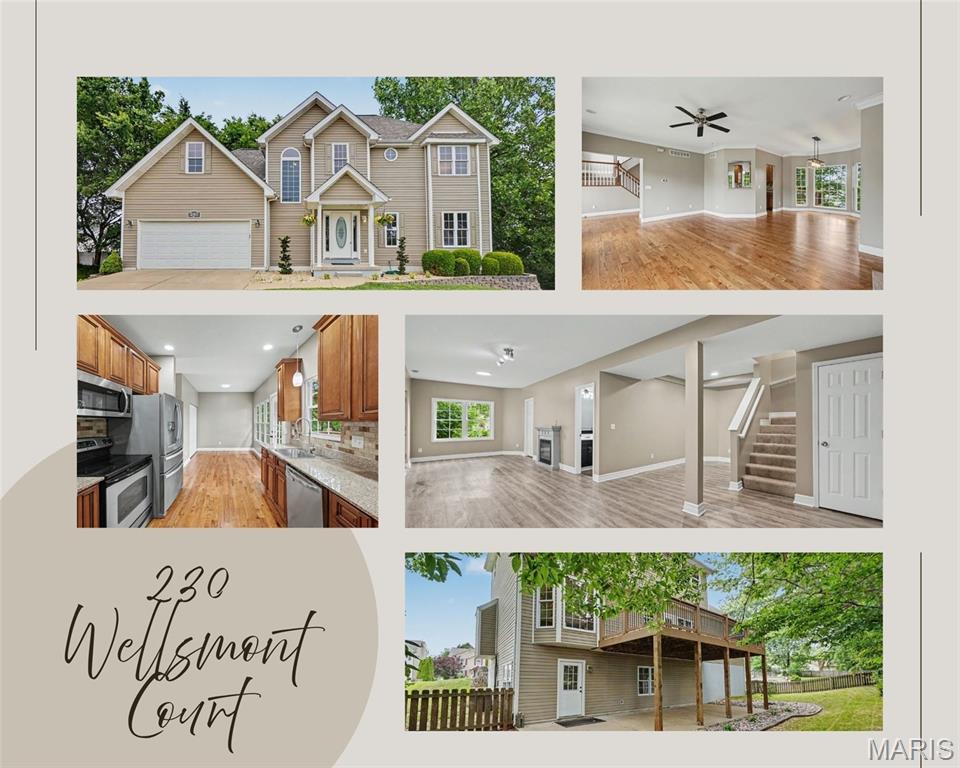 Welcome home to this beautifully updated 4 bed, 3.5 bath home located on a quiet cul-de-sac in the highly sought-after Francis Howell School District! This move-in ready home features refinished wood floors, fresh paint throughout,a  new roof, some newer windows, and a new electric fireplace in the living room. The spacious kitchen includes a refrigerator that stays with the home. Upstairs you’ll find a primary suite with an large master bath. New carpet has been installed on the stairs, and the finished walkout basement provides additional living and entertaining space. Enjoy the outdoors from the freshly painted and stained large deck overlooking mature trees and a private fenced yard, plus a spacious patio below. Conveniently located near shopping, restaurants, schools, and highways while still offering the feel of a quiet neighborhood. A must-see!
