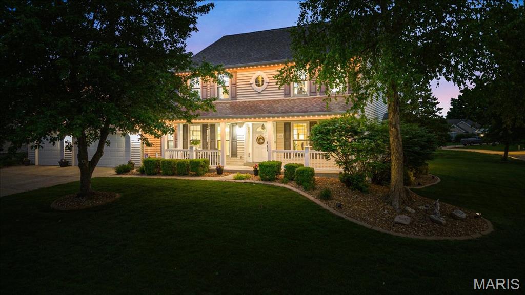 Welcome to 2418 Finch Lane— a one-of-a-kind home in Quail Hollow where modern design meets a timeless two-story living on a premium homesite. This beautifully updated 4-bedroom home with a partially finished lower level offers a refined, move-in-ready experience with sleek finishes. Step inside to discover a light-filled 2-story Foyer that leads to living spaces featuring modern updates and finishes throughout. The main level flows effortlessly, creating an ideal setting for both everyday living and entertaining. The Great Room features a dramatic window wall with newer shades, fireplace and crown molding. The updated Kitchen is a true focal point, showcasing modern cabinetry paired with premium Cambria quartz countertops at both the perimeter and center island. A stylish backsplash is beautifully accented by undercabinet lighting, creating both ambiance and functionality. The undermount corner sink is perfectly positioned beneath dual windows, bringing in natural light and enhancing the clean, streamlined design while offering a view. Upstairs, you’ll find four spacious bedrooms, including a  Primary Suite with a remodeled spa inspired Luxury Bathroom. The Finished Lower Level expands your living options - perfect for a media room, home office, fitness space, or recreation room. Set on a premium homesite, the oversized patio complete with a Gazebo, lights, shade and TV mount makes this living space an outdoor oasis. Another one of the features is the oversized, finished 3-car garage (31' x 25'), offering exceptional versatility. Whether you're storing vehicles, creating a workshop, or accommodating recreational gear, this space delivers. Insulated garage doors help maintain comfort year-round, while the convenient service door allows for seamless transitions to the exterior - ideal for everyday access. Conveniently located in Dardenne Prairie, you’ll enjoy quick access to shopping, dining, parks, and major commuting routes—making everyday living easy while still enjoying the feel of a quiet, established community. Retreat to 2418 Finch Lane...  every space reflects a cohesive, modern feel with updated fixtures and finishes throughout. 

.