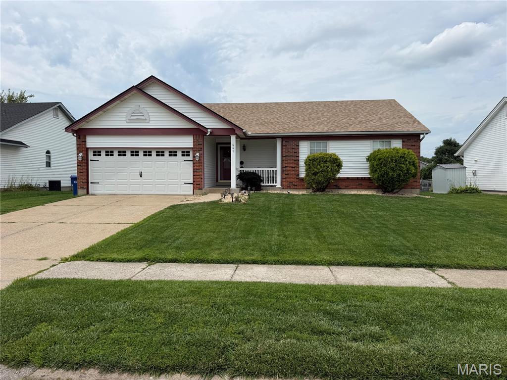 Beautiful Ranch conveniently located near the highways and in the Center of Florissant! New Roof, New Siding, updated baths and finished lower level. Great open Floor plan with woodburning fireplace. Large deck and large fenced backyard Main floor laundry, Vaulted ceiling, 2 car oversized garage, lots of storage and large extra room in lower level for office. All kitchen appliances stay with the property. This is a must see!
