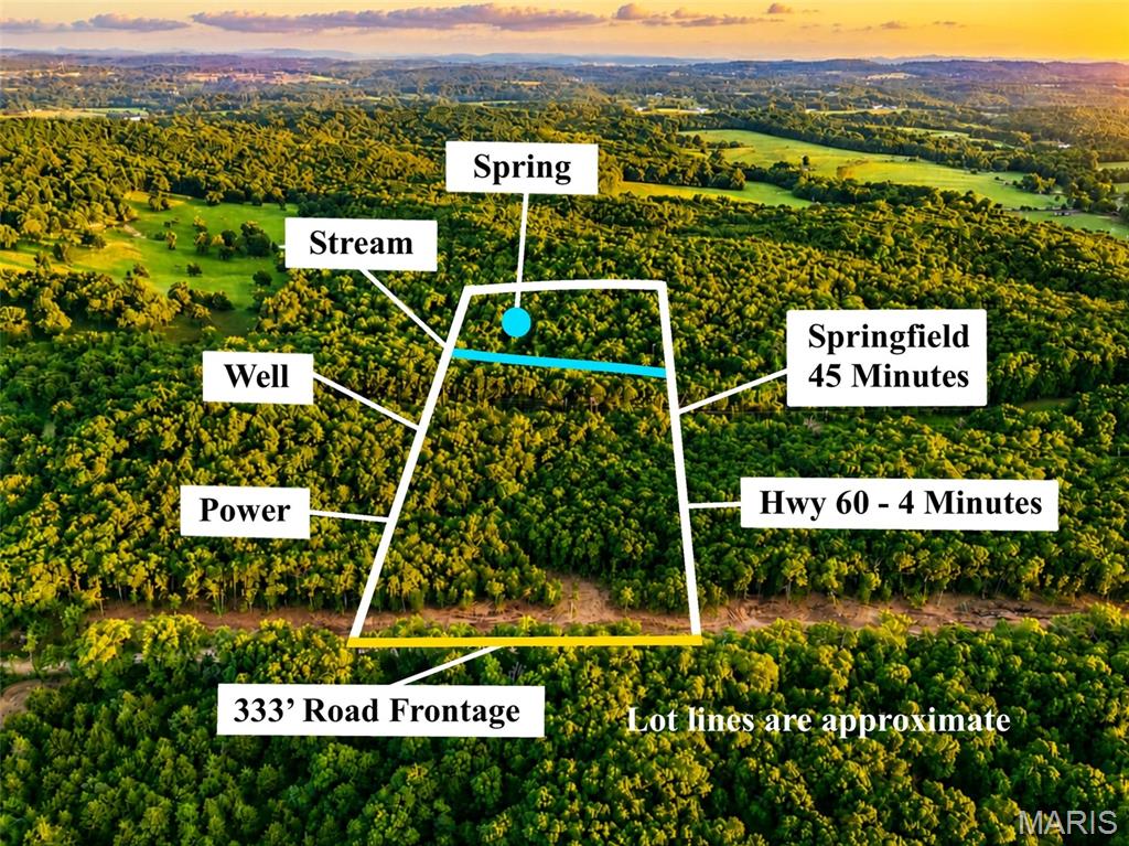 Beautiful 10-acre tract on Cantrell Road in Mansfield, Missouri featuring approximately 333 feet of county-maintained road frontage, a BRAND NEW WELL and electric service being installed at seller's expense, and a scenic stream running through the property. Conveniently located just 4 minutes from Highway 60 and approximately 45 minutes from Springfield, this property offers an exceptional combination of rural privacy and easy access to modern conveniences. The highlight of this tract is a beautiful natural spring feeding the property's stream corridor, a rare feature that provides year-round water, attracts abundant wildlife, and creates a truly unique Ozark setting. Properties of this size with a natural spring are increasingly difficult to find. The land offers a balanced mix of open ground and mature timber with gently rolling topography and established trails winding throughout the property for easy access and exploration. Excellent wildlife habitat supports abundant deer, turkey, and other native wildlife, while the rich timber and creek corridor provide outstanding opportunities for mushroom foraging, including an abundance of wild edible mushrooms. Ideal for a custom home, homestead, recreational retreat, or investment property. More land is available.