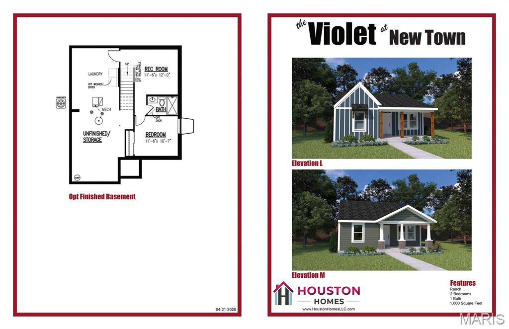 This cute/cozy ranch home offers comfortable one-level living with a welcoming layout designed for everyday ease. The inviting front porch leads into a bright Great Room that flows naturally into the café area and kitchen, creating a warm space for relaxing or entertaining. The kitchen features ample cabinetry, a spacious pantry, and an optional center island can provide add storage and seating. The Owner’s Suite features a generous bedroom and walk-in closet, while the second bedroom offers comfortable space for family, guests, or a home office. A shared hall bath conveniently serves both bedrooms. Optional features, such as main-floor laundry and attached two-car garage can add everyday convenience, making this home as practical as it is charming. Located within The New Town at St. Charles, you'll enjoy a welcoming neighborhood atmosphere with beautifully maintained common areas, parks, lakes, walking trails, and community amenities, all while being just minutes from historic downtown St. Charles, shopping, dining, entertainment.