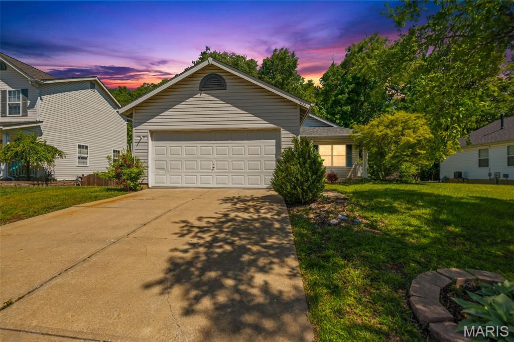 FANTASTIC PRICE REDUCTION! CONVENIENT LOCATION!  Drywall along back wall in basement has been removed so buyers can see the foundation wall. GREAT OPPORTUNITY FOR INVESTORS! Vaulted Great Rm/Breakfast & kitchen areas provide open airy feel! Real HARDWOOD FLOORING in Great Rm & Breakfast room areas. Plenty of cabinetry w/Lazy Susan & pantry! White appliance package to include gas stove, DW & built-in microwave. Primary bedroom features full private bath w/tub/shower combo. 2nd main level bedroom + full 2nd bath complete main level of home. Lower level finish needs work - see seller's disclosure - but does offer extra living area with family room, office and full 3rd bath areas.  FURNACE & A/C replaced in 2024! NEWER ARCHITECTURAL ROOF installed about 5 years ago.  Updated back sliding door leads to cozy fenced-in yard backing to treed area. Home is being sold "as is", seller to do no inspections or repairs.