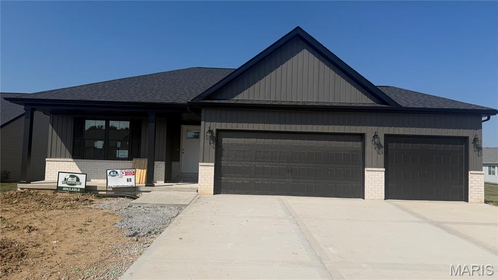 Professional Photos coming soon! Welcome to "The Fairway" at 1413 Lake Erie Ct - a brand-new construction home by New Tradition Homes, located in the desirable Orchard Lakes Estates community. This home offers 1,764 square feet of thoughtfully designed living space, with 3 bedrooms and 2 full bathrooms. Step inside to an open-concept floor plan bathed in natural light, anchored by a stylish kitchen with quality finishes throughout. The primary suite offers a private bath for a relaxing retreat at the end of the day.

Downstairs, a full unfinished basement comes equipped with an egress window and rough-in plumbing for a future bathroom a smart head start for additional living space, a home gym, or extra storage down the road.

This home is built to last, with quality craftsmanship backed by a one-year builder's warranty for added confidence in your investment. You'll love the location too, just minutes from Eckert's Belleville Farm for seasonal activities, fresh produce, and family outings, plus easy access to nearby parks, schools, and everyday amenities.

This modern ranch-style home features a welcoming covered front porch and a spacious three-car garage, offering plenty of room for vehicles, storage, or a workshop. Out back, a covered deck provides the perfect spot to relax or entertain, rain or shine.

Completing October 2026 - schedule your private showing today!