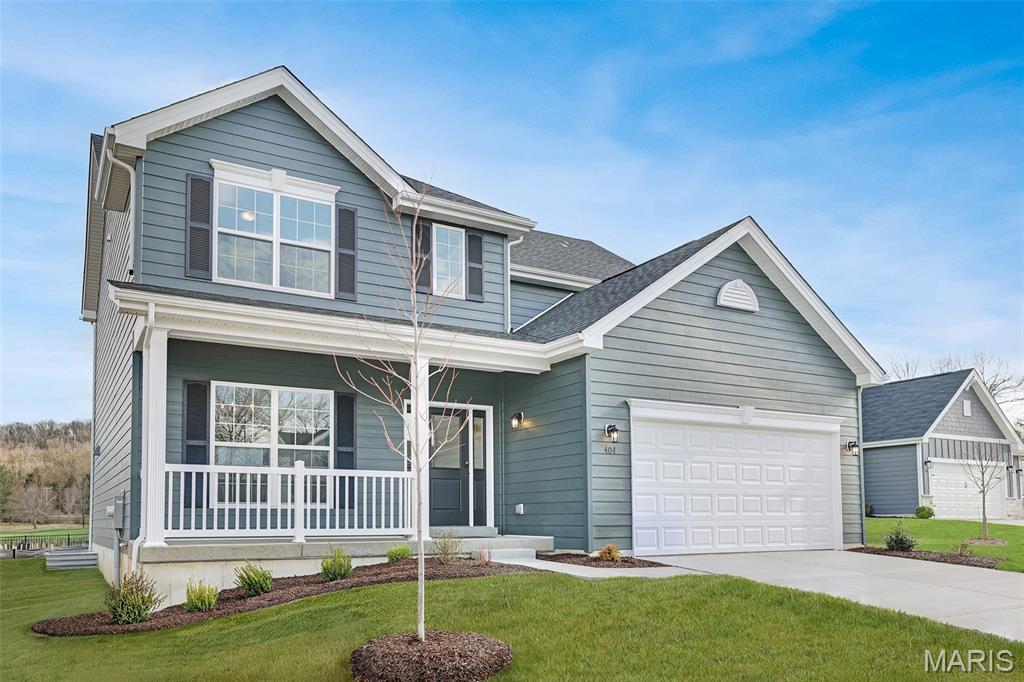 New McBride Homes Royal II 2-story, 4BR, 2.5BA, is move in ready now! Inside you’ll find a luxury kitchen with Brellin White 42” tall cabinetry, large center island with breakfast bar, quartz countertops, SS GE appliances, & corner walkin pantry. The breakfast rm opens to the backyard w/sliding glass door. The main level features a large family room, ceiling fan & w/window wall for natural light. A formal dining, laundry, & powder rm complete the main level. Open spindled staircase to 2nd floor. The primary suite has a walk-in closet, private luxury bath w/double bowl vanity, tub, enclosed toilet, & walkin shower. Plus 3 extra bedrooms & hall bath. Upgraded matte black lighting/plumbing fixtures, Hardie board siding & ¾ bath rough-in at LL. Fox Run offers gorgeous new homes in the Eureka area backing to Fox Run Golf Club. McBride Homes’ 10 year builders warranty. Enjoy peace of mind with McBride Homes’ 10 year builders warranty & incredible customer service! Similar photos shown.