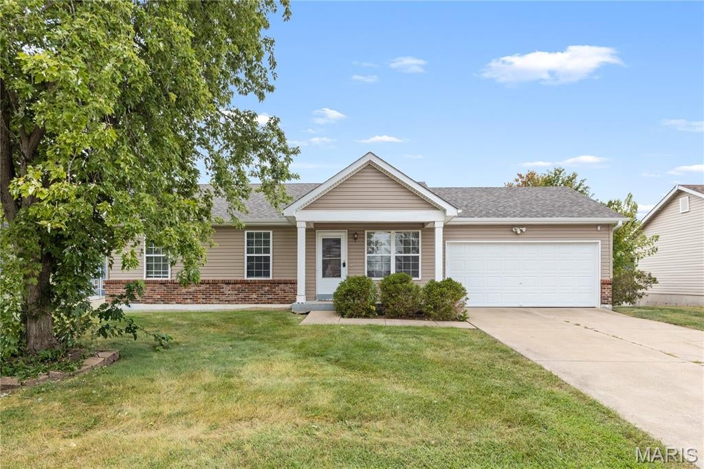 Located in Pearce Farm Estates on a quiet cul-de-sac off Hwy A, but very convenient to Wentzville amenities and Hwy 70. This lovely 3 Bedroom 2 bath ranch style home has 1008 Square feet of living space, fenced back yard, 2 large sundecks and patio. Upgraded kitchen, bathrooms, LVP flooring in living room and kitchen. Home features an open floor plan with vaults in the living room and kitchen. Full unfinished basement and 2 car garage helps with your storage needs. Central air & heat. Available for occupancy almost immediately. First month rent and $2000 Security Deposit, both due upon acceptance. One year lease minimum. All utilities are at tenant expense including sewer, water and trash. Pets are negotiable with possible pet deposit, depending on number and size. This home is strictly for rent and is not available for lease purchase or option to buy.