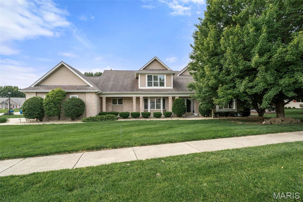 This SPACIOUS, 1.5 story, 4 bed/4 bath home has plenty of room to spread out with over 4,600 sq ft of living space!  Located in the BEAUTIFUL Edgemont subdivision in St. Charles you'll have convenient access to Hwy 370, 94, & 70!  Walk inside to find hardwood floors that grace the entire main floor, high vaulted ceilings with loads of natural light through the wall of windows & fresh neutral off-white paint throughout make the space feel light & airy. The kitchen has plenty of space for cooking & entertaining with its extra large island and eat in breakfast area & nearby dining room.  An ample spaced, private office/library with french doors is perfect for working from home.  The floor to ceiling brick fireplace makes a statement in the great room and continues into the finished lower level, complete with a family room, & rec area with newer luxury vinyl plank flooring, an additional large office, full bedroom & bathroom. The large, main floor, primary suite provides for easy living.  Upstairs you'll find 2 huge bedrooms with extra large walk-in closets & a spacious loft overlooking the main level.  All new carpet on both sets of stairs & the 2nd floor!  Head out through the walk-out basement and find an in-ground "spa pool" in a private, serene environment, perfect for relaxing at the end of the day!  Outside you'll find a beautiful lawn & landscaping that stays green all summer with the lawn irrigation system. This large home is equipped with the right systems as well! 3 Floor Zoned, Hi-Efficiency HVAC system, TWO water heaters, TWO gas fireplaces, & a whole house vacuum system.  Need even more bedroom space?  This home could potentially be a 5 or 6 bedroom home by making slight modifications to both generously sized "office" rooms.  Showings start at the first Open House on Thursday, May 28, from 5-7pm!  Additional Open Houses on Saturday (5/30) & Sunday (5/31) from 12-2pm.