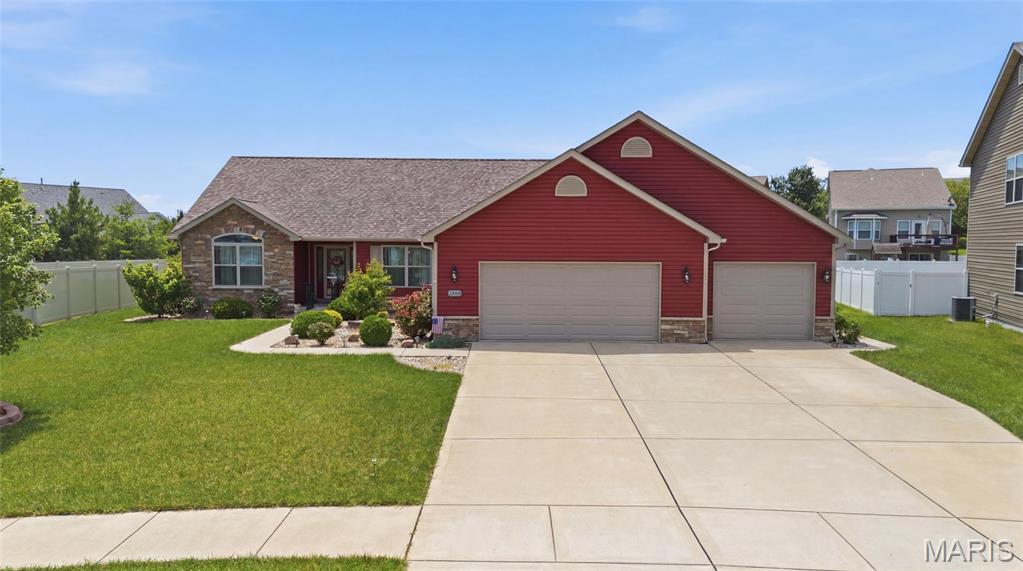 Award-Winning Mascoutah School District! Welcome to this impeccably maintained ranch in the highly sought-after Villages of Wingate, where exceptional quality, thoughtful design, and everyday convenience come together. Enjoy the ability to walk or bike to the neighborhood school, childcare centers, and park, while being just minutes from shopping, dining, Interstate access, Scott AFB, and all of life's daily conveniences.

From the moment you step inside, you'll be impressed by the gleaming hardwood floors that flow throughout the main living areas and hallways, creating a warm, elegant feel. The spacious split-bedroom floor plan offers privacy for family and guests alike, while the light-filled open-concept design showcases soaring vaulted ceilings, oversized windows, and a cozy gas fireplace that anchors the living room.

The beautifully appointed kitchen features premium cabinetry, granite countertops, a pantry, and a sunny breakfast area that opens directly to the covered patio—perfect for seamless indoor and outdoor entertaining.

Retreat to the luxurious primary suite, complete with a spacious walk-in closet and an impressive spa-inspired bath featuring a relaxing soaking tub, separate walk-in shower, private water closet, and generous vanity space designed for everyday comfort.

Step outside to discover one of the largest backyards in the subdivision! This incredible outdoor space offers endless opportunities for pets to roam, children to play, gardening enthusiasts to create their dream landscape, or future owners to add the inground pool they've always envisioned. The 14' x 14' covered patio with ceiling fan and natural gas hookup for your grill makes hosting family gatherings and summer cookouts effortless.

The partially finished basement significantly expands the living space with a large family room, fourth bedroom, and full bath, while the unfinished portion provides abundant storage or tremendous potential for future expansion.

Additional highlights include a 3-car garage with openers and side-entry door, an Amish-built 10' x 12' storage shed, refrigerator (2025), dishwasher (2023), and washer and dryer (2021).  Don't overlook the home's solar system, which will transferring the lease to the new owners and provides utility costs that are substantially more affordable—adding long-term value and efficiency.

This exceptional home truly checks every box, combining space, luxury, functionality, and an unbeatable location in one remarkable package. Schedule your private showing today before this outstanding opportunity is gone!

Both sellers are licensed Real Estate Brokers.