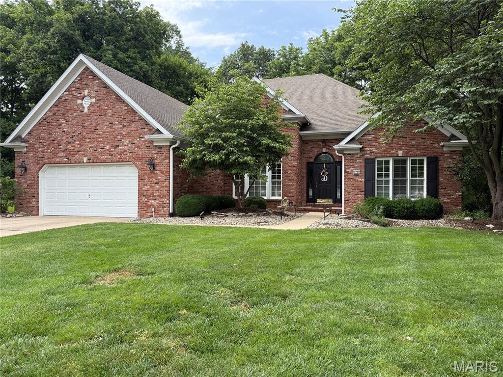 WELCOME to this beautiful custom built home that has been well maintained in  Arrow-Wood Subdivision! This stunning property offers the ideal blend of comfort and convenience with a split bedroom floor plan and beautiful high ceilings throughout! Step inside the spacious entry foyer that opens to the Living Room with a high Cathedral Ceiling and the Dining Room with a beautiful large picture window overlooking the landscaped front yard. From the entry is a dedicated Office or Play Room.  The Living Room opens to the Kitchen with Quartz countertops, white cabinets, appliances (to stay), a bar area and spacious enough for a table. The double glass doors from the Kitchen lead to the  beautiful screened in room & deck that overlooks the terraced back yard down and over the creek. The primary bedroom is spacious with a large primary bathroom with a separate shower, Jacuzzi tub, double sinks, linen closet and full walk-in closet.  On the opposite side of the home you will find the additional two bedrooms, full bathroom and Laundry Room.  The Lower Walk-Out Level is a blank slate waiting for you to finish with a patio door, windows and roughed in for a bath!  The front of the home and the primary bedroom have Plantation Shutters.  The front windows have a sun reflective film to help with the bright sunlight! The home has a 2 car garage & 3 sides brick! Showings to begin on June 24th!
