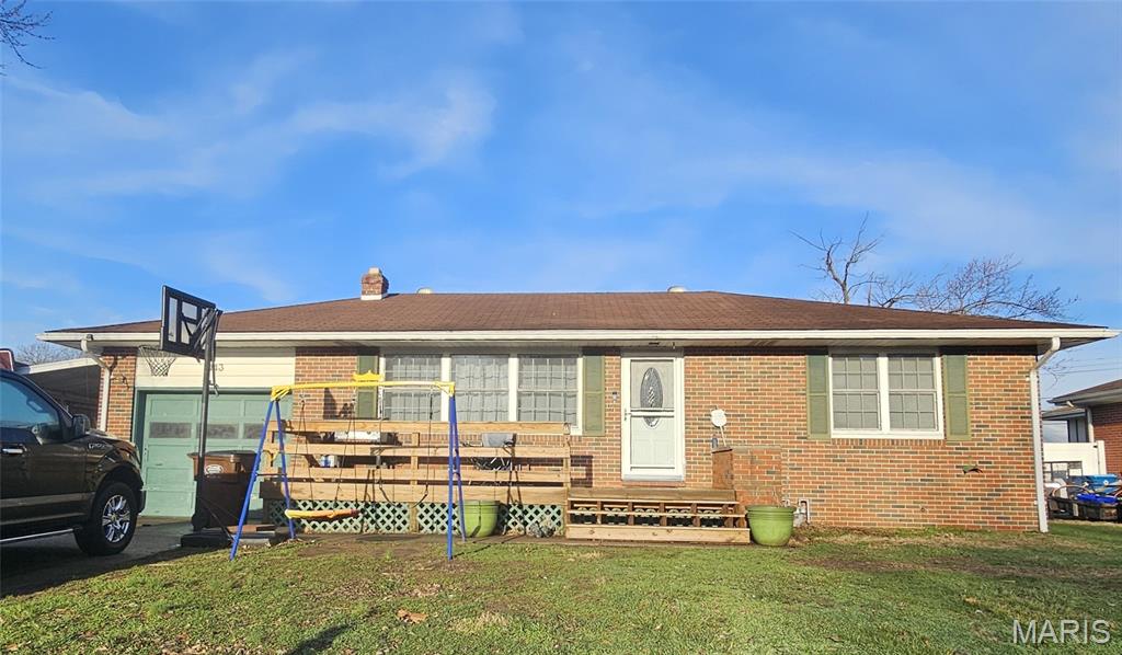 Welcome to your humble abode! Brick exterior, one car attached garage, carport, and decking are some great features. This charming 2 bedroom 2 bath ranch has a few perks and surprises. Entry closet, large pantry, linen closets, and more for your organizational needs. Harwood floor and ceramic tile floors throughout the first floor. Vinyl replacement windows tilt in for easy cleaning. This home is being sold as-is, repairs to be made only for appraisal predications. The above ground pool has not been open in a couple of years, the decking around the pool is not attached and was from previous pool that was replaced. The pool itself is approximately 6 years old.  This is a chlorine pool. Attic fan is not operating. All appliances included; Gas stove, refrigerator, dishwasher, washer, and dryer. Sale contingent upon sellers finding home of choice.