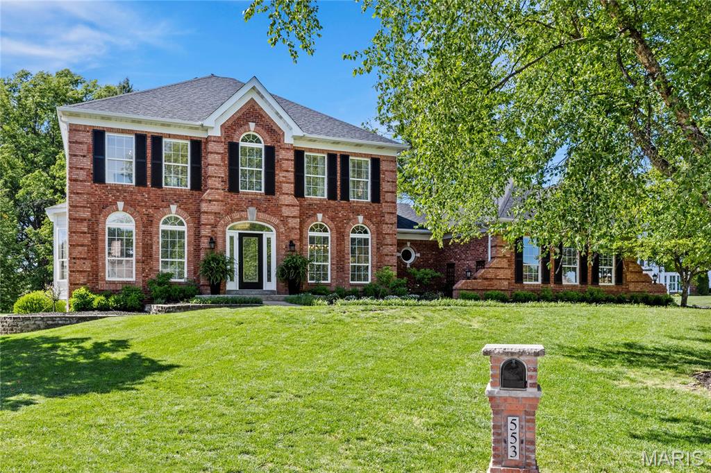 Stately brick 2-story residence in the prestigious Whitmoor Country Club, offering over 4,200 square feet of living space showcasing a thoughtfully updated interior and timeless design. Recent improvements include fresh designer paint throughout, newly installed carpeting, upgraded designer lighting, and refined trim detailing, creating a crisp, move-in-ready feel. he classic center hall floor plan is enhanced by abundant natural light from full-height windows adorned with plantation shutters. An impressive leaded glass entry door opens to a welcoming foyer, flanked by a private study and formal dining room. The spectacular family room features a gas fireplace and expansive bay window, offering both comfort and architectural interest. The chef’s kitchen blends style and function with 42" white cabinetry, granite countertops, premium appliances, and a generous 5-foot center island, flowing seamlessly into the breakfast room with a convenient planning center and atrium door leading to a covered terrace. Upstairs, 9-foot ceilings continue into the spacious primary suite with a light-filled bath featuring a soaking tub. Three additional bedrooms and an updated hall bath provide flexibility for family or guests. The finished lower level benefits from a deep pour foundation and includes a recreation room, private office, and full bath offering exceptional additional living space. Set on a beautifully sized 0.41-acre cul-de-sac lot, the home also features a terrace and 3-car garage. Enjoy a resort-style lifestyle with access to Whitmoor Country Club amenities, including a clubhouse, pool, tennis courts, fitness center, and a 36-hole championship golf course.
