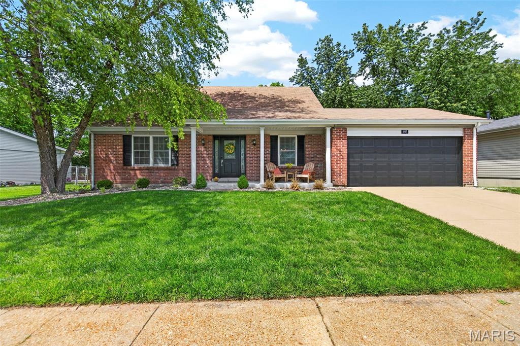 Welcome home to this beautifully updated 1.5-story in a fantastic Ballwin location, close to parks, shopping, and top-rated schools. This move-in ready home offers the perfect blend of modern updates and comfortable living spaces. The open-concept kitchen flows seamlessly into the family room, creating an ideal layout for everyday living and entertaining. The kitchen is truly the heart of the home, featuring a large center island with quartz countertops, sleek induction cooktop, trendy appliances, stylish tile backsplash, and beautiful canned lighting that brightens the entire space. The adjoining family room features a stunning focal-point fireplace, adding warmth and character to the space. In addition to the family room, the home also offers an additional living room and a formal dining room, providing plenty of space for gatherings, entertaining, or quiet relaxation. The huge main-floor primary suite offers a peaceful retreat with plenty of space and an updated bath featuring modern vanities. Fresh new carpet throughout adds warmth and comfort, while the thoughtful layout provides great flow for both daily life and gatherings. Upstairs, you’ll find two additional spacious bedrooms, perfect for family, guests, or a home office.
Step outside to enjoy the flat, fenced backyard, ideal for entertaining, relaxing, or pets at play. Additional updates include a new HVAC system (2026), giving buyers peace of mind for years to come. With its beautiful updates, spacious primary suite, open living spaces, and unbeatable Ballwin location, this home is the perfect place to settle in and enjoy.