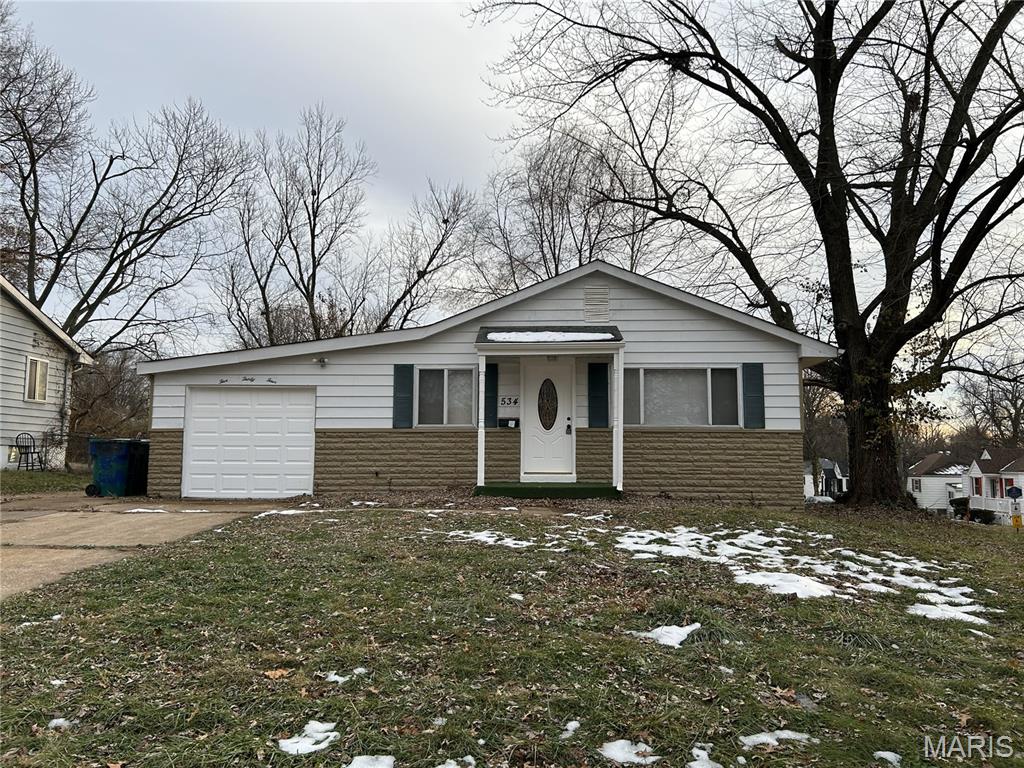 Straightforward, practical, and honest—this corner-lot ranch does exactly what a home is supposed to do: provide shelter, stability, and a place to land. Set on a visible corner lot, this property offers easy access, a simple footprint, and a layout that makes sense. The combined living and dining area creates an open, usable space for everyday life, while the galley kitchen is efficient and functional—nothing fancy, but it gets the job done. Neutral finishes throughout keep it clean and uncomplicated. An attached oversized one-car garage adds real value, offering secure parking, storage, or a small workspace—something many homes at this price point don’t have. Condition is tenant-grade and priced accordingly. This is not a showcase home, and it’s not pretending to be. It’s a solid roof over your head, suitable for a family working within a tight budget or an investor who understands the value of simplicity and durability. Minimal frills mean lower upfront cost and the opportunity to improve over time—or not at all, if the goal is steady, affordable housing. From an investment standpoint, this is a sensible addition to a rental portfolio: straightforward layout, manageable size, garage parking, and a corner lot that tenants tend to appreciate. Similar homes in the area are renting for up to $1,350 per month. Choose and vet your own tenant. From an owner-occupant perspective, it’s a chance to step out of renting and into ownership, especially with up to $7,500 in Down Payment Assistance available for qualified buyers, which can significantly reduce out-of-pocket costs. Location matters, and Bellefontaine Neighbors offers convenience without the city price tag. Quick access to major highways makes commuting straightforward, while nearby schools, parks, and everyday amenities keep life practical and close to home. It’s a neighborhood where people live, work, and stay—exactly what long-term buyers and renters look for. The property is being sold as-is. The seller will not make repairs or perform inspections. What you see is what you get—and that’s reflected in the value. If you’re looking for bells, whistles, and luxury finishes, this isn’t it. If you’re looking for affordability, function, and a place that serves its purpose, this one deserves a look.