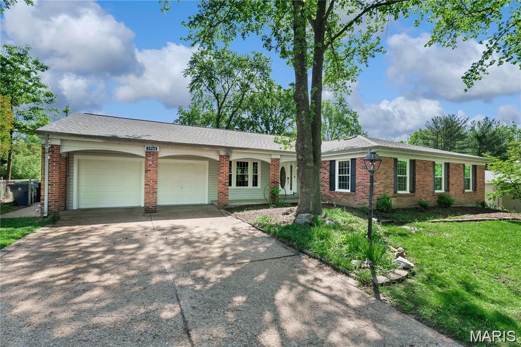 "REFRESHED NEWER LOOK & LOWER PRICE" ranch in Old Farm estates with nearly 5,000 sq ft of finished space! This modernized home features a brand-new deck, newer roof & shingles & underlying wood, refreshed exterior, and a fully opened-up main living area rarely found in the neighborhood. Inside you'll find 5 main-level bedrooms, 3.5 updated baths, real hardwood floors throughout, and a spacious kitchen with freshly painted cabinets and newer appliances. The finished walkout lower level is perfect for multigenerational living, guests or rental potential - complete with renovated second kitchen, new flooring, remodeled full bath, two additional sleeping areas, multiple rec space and abundant storage. Upstairs and downstairs laundry hookups add convenience. Enjoy a private backyard with a new retaining wall, plus neighborhood amenities including a pool and playground. Located in the Parkway Central School District with quick access to highways, parks, shopping, and dining. A rare combination of space, updates, and modern layout-this one stands out! Attic fan does not work. EXCLUDE Basketball Hoop in back yard