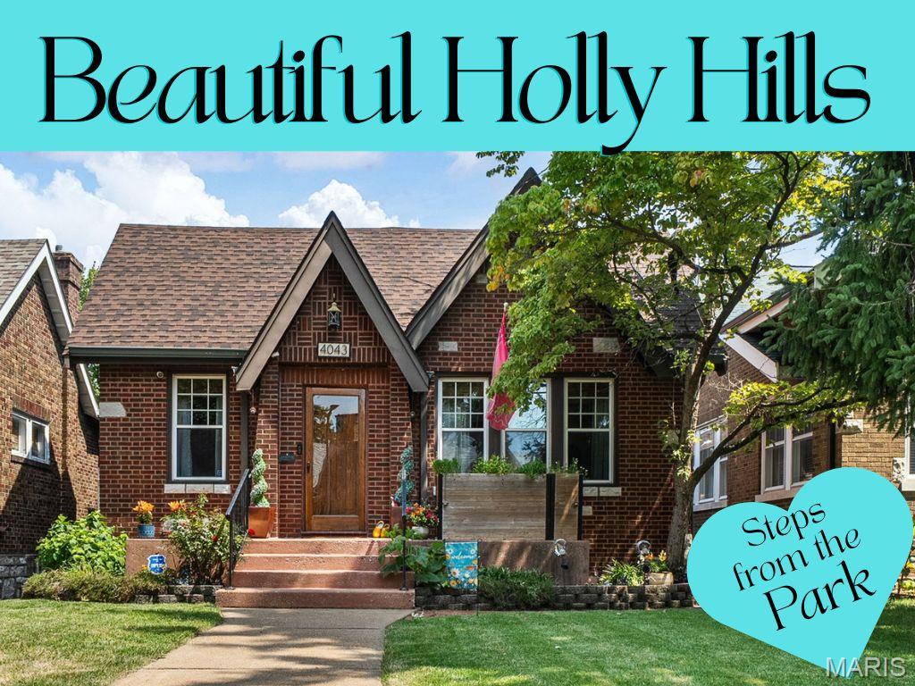 OPEN SUN. 8/16, 1–2:30! Welcome to Holly Hills South, where historic charm, incredible space & an unbeatable location come together just 2 homes from beautiful Carondelet Park! This eye-catching 3,000+ sq. ft. Tudor-style home delivers the character you love with the updates and versatility you want. Rich brick, a peaked roofline, lush landscaping & a charming front porch create a picture-perfect first impression—and with the park just steps away, morning coffee, evening strolls & an active outdoor lifestyle are right outside your door!

Step inside to a bright, open & airy floor plan made for both entertaining and everyday living. A charming sitting area offers the perfect spot to relax, read or connect, while the sophisticated living & dining spaces showcase grand archways, recessed lighting, gorgeous stained-glass windows & gleaming hardwood floors.
The spacious kitchen is ready for serious cooking and gathering with dazzling granite counters, stainless appliances, breakfast island & that rare city-home find—a large pantry! Just beyond is the beautifully restored sunroom/mudroom, providing a fantastic transition to the backyard.

Two generously sized main-floor bedrooms each offer 2 closets, along with more gorgeous stained glass. The main-floor bath continues the home’s vintage-meets-modern appeal with dramatic tall wainscoting, a pedestal sink, linen closet & basket weave historic tile floor.
Upstairs, the space keeps going with 2 additional bedrooms, including an impressive Primary Suite loaded with possibilities! Enjoy a sitting area, 2 closets PLUS an additional room ideal for a private office or massive walk-in closet. A striking shiplap ceiling adds another layer of character, while direct access to the updated bath brings convenience and style with wainscoting, marble-top vanity & continued basket weave tile flooring.

Need even more room? The fully finished walk-out lower level delivers! The expansive family room features built-ins, room for a huge media setup & another walk-in closet. An additional room makes a terrific office or guest space and includes an updated half bath. Even the oversized finished laundry room impresses with ceramic tile & utility sink—another rare city-home bonus!
Outside, the fenced backyard is ready for fun with flower beds, fire pit, large patio/parking area & a pergola for shaded entertaining. A 2-car brick garage with newer windows tops it all off, along with a NEW architectural-shingle roof installed just months ago!
This is TRUE Holly Hills living—2 homes from Carondelet Park, loads of historic charm, thoughtful updates, a fabulous tree-lined street & sprawling living space across 3 finished levels. Come see why this one is so special!