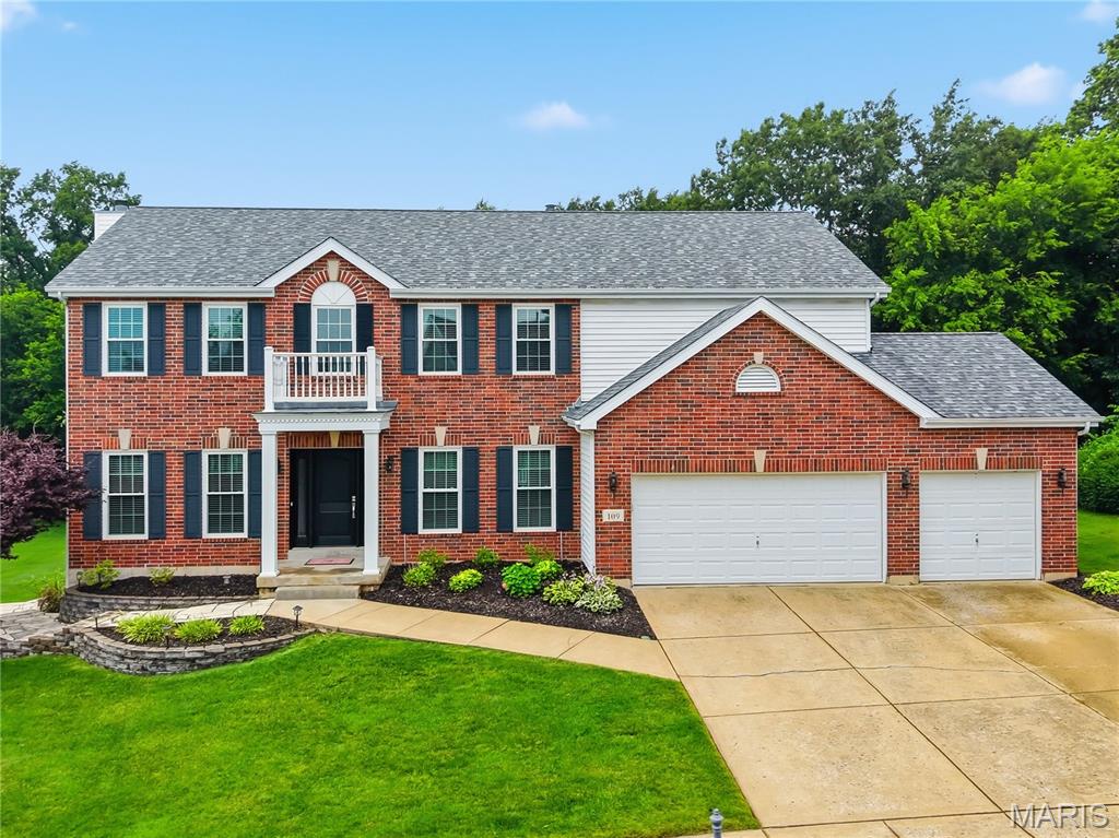 Fantastic, large wooded lot just under a half acre! This stately two-story home with brick front elevation, 3-car garage, and a private, wooded lot. This beautifully appointed residence backs to mature trees and features a lush backyard with a low-maintenance deck—perfect for outdoor entertaining. The spacious kitchen will be the hub of your gatherings with ceramic tile flooring, big center island with breakfast bar, granite countertops, built-in desk area, walk-in pantry, stainless steel appliances, and a bright breakfast room. Hardwood flooring extends through the office, formal dining room, and great room. The spacious great room offers a bay window and a cozy wood-burning fireplace. Upstairs, the vaulted primary suite boasts dual walk-in closets and a luxury ensuite bath. Three additional bedrooms share a convenient Jack-and-Jill bath plus an extra full bath, providing ample space and privacy for family or guests. The finished lower level features luxury vinyl plank flooring throughout and offers incredible additional living space, including a family room, rec room, and wet bar with a full second kitchen. A bedroom with walk-in closet and a full bathroom make this level ideal for guests, in-laws, or extended stays. Move-in ready and designed for both everyday comfort and stylish entertaining, this home offers space, function, and a serene backdrop of nature. The owner has made some significant recent updates including: Refinishing the wood floors, Replaced the front entry door and the back door going to deck, installed 14 new champion windows to include all of the front of the house, the master bath window, the kitchen window and all 3 basement windows, some new blinds. Added a new sidewalk from the front of the house to the back basement door creating a private entry for lower level living. Completed the kitchen in the basement- added stove, refrigerator and microwave, and pantry cabinets. Installed washer /dryer hook ups in the basement and ran 220 to electric to the garage and added a heater, also added extra electrical outlets.