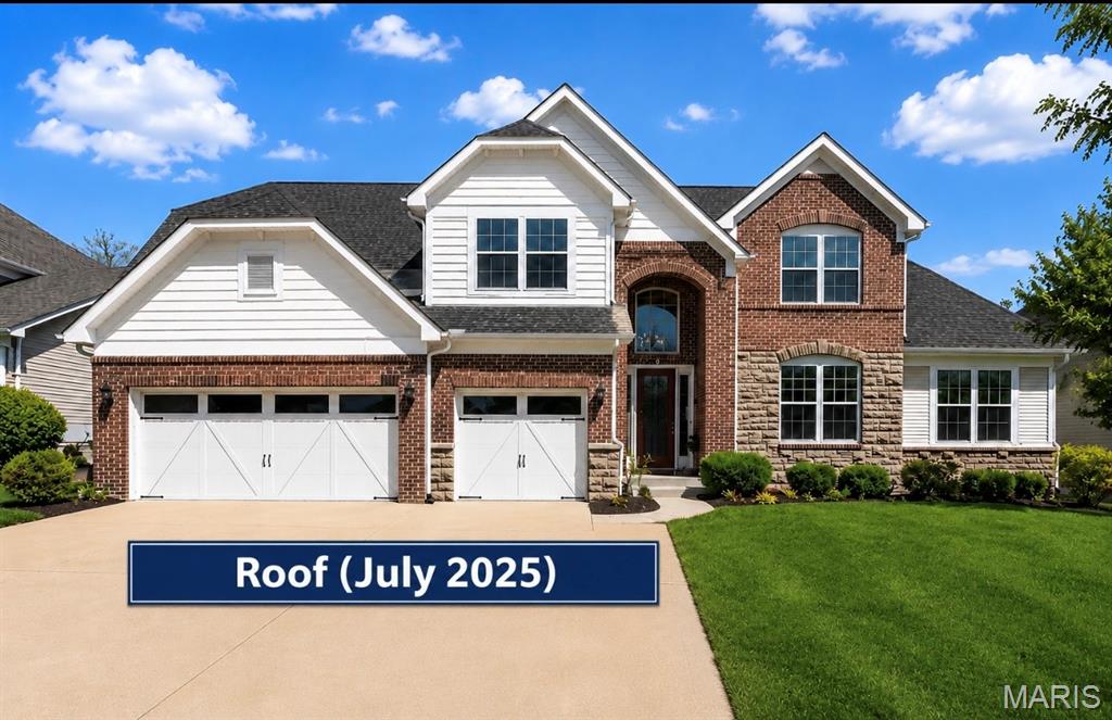 OPEN HOUSE FRIDAY on 6/5/26 from 5-7pm! OPEN HOUSE SATURDAY on 6/6/26 2-4pm!! 
NEW PRICE!!!! Stunning 1.5-story custom home only 12 years young, and located in the highly sought after award-winning Rockwood School District, offering 6,000 sqft of living space! Prime location near Chesterfield Parkway, minutes to Hwy 64/40, quick access to Chesterfield Valley/ Boones Crossing, one of the top destination for premier shopping and entertainment (Top Golf), fine dinings, outlet malls, outdoors lovers will appreciate nearby parks and trails including Central Park Chesterfield and the scenic Chesterfield Valley Athletic Complex offering wide range of youth and adult athletic programs. Walk into the open floor plan welcomes you with a dramatic 2-story entry, rich wood flooring on the main level. The great room features a coffered ceiling, inviting focal point and creating a warm sophisticated gathering space. Step outside to a big composite deck overlooking a private, tree- lined backyard for perfect for relaxing or entertaining. The Gourmet kitchen is a Chef's dream, complete with granitcof ountertops, custom cabinetry, oversized center island, stainless steel appliances, wine cooler, built in ice maker, trash compactor and two pantries. The heart room features a striking stacked stone fire place for a cozy nights and relaxed gatherings. A formal separate dining room - perfect for hosting & gatherings - along with a step-up office that offers added privacy & defined workspace, ideal for working home. Retreat to the luxurious Main-floor primary suite featuring a cozy sitting area, built in cabinetry with small fridge, spacious walk-in closet with custom built shelvings, and luxury spa like-bath with dual vanities and oversized shower with granite finishes, and custom tile work. A main-floor laundry room and built-in desk add everyday convenience. Upstairs you'll find a spacious rec/family room with a step up  media area, 3 bedrooms, full bath, and Jack & Jill bath for family living. Finished walk-out lower level expands your living space with a massive rec room, 5th bedroom, full bath, huge storage area, and zoned HVAC, Sprinkler system with rain sensor for ultimate comfort & convenience. Newer roof (July 2025) and Luxury, Space and Location - THIS HOME TRULY HAS IT ALL!