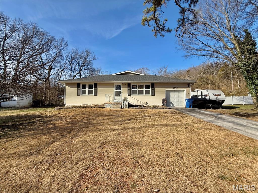 Charming ranch home on a spacious, level lot in Arnold! This well-maintained 3 bedroom, 2 bath home offers comfortable one-level living with an attached 1-car garage and plenty of outdoor space on approximately 0.57 acres. Recent updates include a brand new roof and a furnace just 2 years old, providing peace of mind for the next owner.  Inside, you’ll find a functional layout with a bright living room, kitchen with dining area, and two nicely sized bedrooms. The home also features a full basement, offering additional storage or potential for future finishing. Vinyl siding and thermal windows add to the home’s low-maintenance appeal.  The large, mostly level yard provides ample room for gardening, outdoor entertaining, or future expansion. Conveniently located with easy access to shopping, dining, highways, and schools in the Fox C-6 School District. Whether you’re a first-time buyer, downsizing, or looking for a solid investment, this home offers great value with recent mechanical updates and plenty of potential. Schedule your showing today!