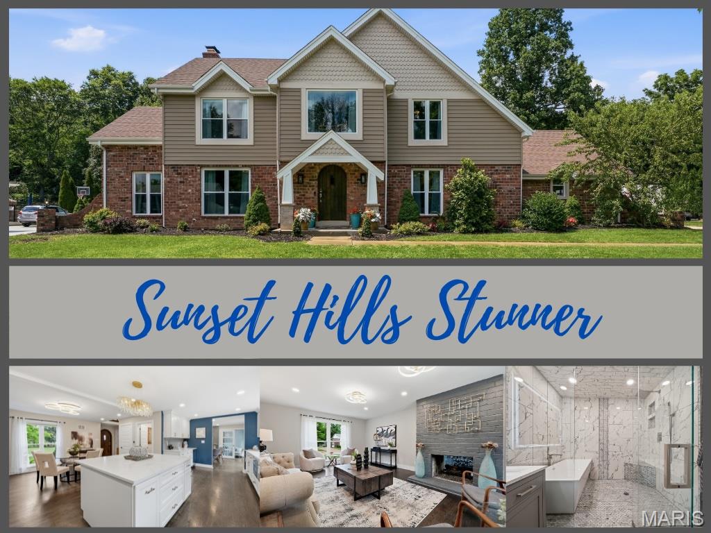 Open Sun 6/28 @ 1-2:30! Come Check It OUT!
Amazing Sunset Hills Tudor Home Custom Built resting on 1 acre & backing to 8 acres of trees! This is a very RARE find with the lot level, buildable for an addition & perfect for an inground pool! Located in a quaint neighborhood & surrounded by fabulous neighbors-You will LOVE this home! The pride of ownership screams when you pull up! The impressive exterior includes gorgeous landscape, beautiful custom siding, side entry garage, long, impressive driveway for those Fun Parties! You will be excited from the Start! Customization starts with the exterior, with exquisite, thoughtful siding design, massive, stunning botanical gardens like grounds & landscape, distinctive concrete that enhances, & sophisticated stonework! Welcome home!

Enter the elegant, curved, solid mahogany wood door & the excitement starts to bubble over! Eye-popping entry with gorgeous grand light & 2 closets that flank it! Amazingly open feel that brings the spectacular backyard right into the home! Masterfully crafted open kitchen with Loads of gorgeous crowned cabinets, sizeable island, professional stainless steel appliances, dazzling granite, timeless glass back splash, rich lighting, & designer feel! Even if cooking is not your thing, this kitchen will inspire you!

Make your way to the designer-appointed living room! A massive gas-burning fireplace is that is a look-through to the main level bedroom/office. Speaking of sweet main floor bedroom/office my oh my! A 2nd step of french doors with yet more views, the rolling statement piece gas fireplace, and nice oversized closet! Perfect for office or guest quarters!

So let's talk about the majestic, rare backyard park! The story goes that this home was owned by the architect of the neighborhood or the developer, and I believe we are owner 3-4. It has the BEST lot in the neighborhood! The actual property line is 1/2 an acre, but they cleared trees only on this lot, and therefore, the back half is common ground we maintain and enjoy! Then there are 8 acres of wooded sanctuary that it backs to! A large addition or inground pool or both, is what this home screams for, unless you just want to take in all the present beauty! You can relish in the delight from the sizable Party custom patio surrounded by beautiful garden beds or relax in the Hot Tub hidden by a lovely brick privacy wall! Parties, Kids Playing, Football Games, Kickball, Sunning, evening fires.... whatever you love, this yard can accommodate! 

Continue upstairs to the Primary sanstuary! Dripping with refinement & luxury! Enormous walk in closet & a Primery bathroom like no other! Spa like feel and a true show piece! Behind the custom slab glass wall & door sites a 72 Inch free standing soaking tub & sizeable shower area that is accessorized with unparrelled tile work, insets, & shower bench. This was ment to be a retreat spa like feel & it doesn't disappoint! 

The additional guest bedroom are updated as well with new lighting, fixtures, luxury carpet, trim, panelled doors, & another walk-in closet in one & a double closet in the other! The guest bath will impress as well with another 72-inch soaking tub, mosaic custom tile, and a sweet vanity with a stone top! 

Everybody needs more room! Make your way to the completely finished basement! Perfect family room & guest bedroom this beautiful space has a wood burning fireplace, that can easily be converted to gas, luxury vinyl plank flooring, a huge walk-in closet, barn door, & endearing guest 1/2 bath! 

This super rare find is not only about the amazing lot, but it has lovingly been renovated from head to toe! Lindbergh schools & ideal location, this winner will be the home of the next lucky home buyer! Come check it out & take it all in!