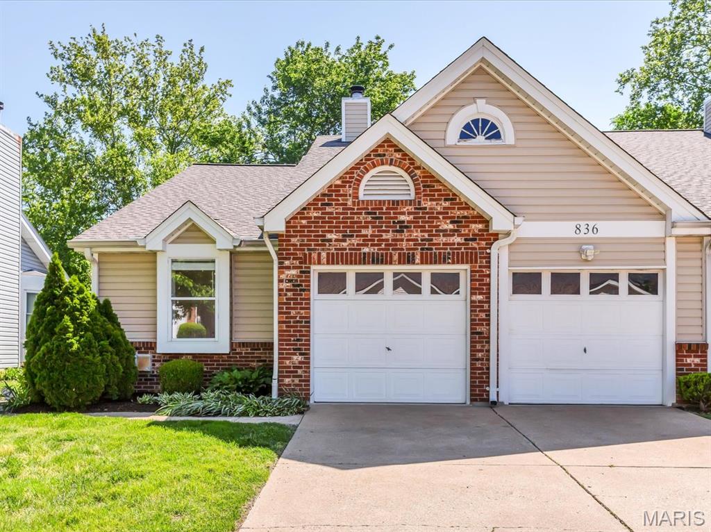 Large, 2375sqft total finished 3BR/4 full bath villa w/two-car attached garage; full, basement w/full bath. Two primary bedrooms!  Main bedroom w/private full bath & upper bedroom w/full bath: PLUS main floor bedroom (could be home office) & third full bath. Main flr laundry. Open family room w/fireplace & dining area. Kitchen w/door to semi-private deck facing treelined walking path. Built-in microwave, pantry, plenty of cabinets & counter space.  All-knew kitchen appliances: stove, microwave & dishwasher coming 5/29. Second-floor primary suite has deep walk-in closet, private full bath w/skylight, separate shower & tub. Second floor loft could be den/play space, over looks family room. Premium vinyl flooring. Lower level has sleeping space, rec room, full bath w/utility sink, storage & second laundry hook-up. Low HOA fee covers landscaping. Located w/easy access to highways & shopping.