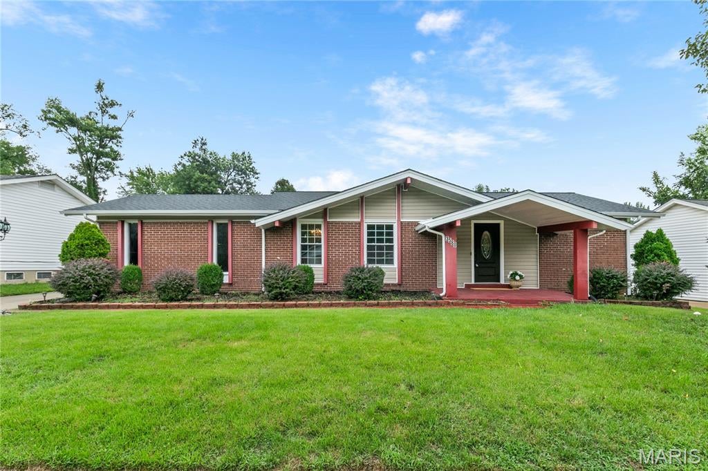 Welcome Home! 3580 Greenway Chase is a spacious 3-bedroom, 3-full-bath ranch offering an impressive amount of living and entertaining space inside and out. The main level features beautiful hardwood floors, a formal dining room, separate living and family rooms, and a comfortable layout with all three bedrooms on one level. The primary bedroom includes a private ensuite bath, while a second full bath serves the additional bedrooms. The kitchen features beautiful stone countertops, white cabinetry, a stainless steel gas range and over-the-range microwave, plus a breakfast bar that opens to the adjoining living space.

The finished lower level adds exceptional versatility with a large recreation/family room, two additional sleeping areas, a third full bath with tiled walk-in shower, and additional storage and utility space—ideal for guests, a home office, hobbies, or extended living space.

Outside may be one of this home's best surprises! Step onto the spacious deck overlooking a large, beautifully maintained backyard enclosed by 6-foot vinyl privacy fencing. With plenty of lawn, mature landscaping, a storage shed, and generous patio/driveway space, there's room to relax, entertain, garden, or host your next get-together. The extended driveway continues around to the rear-entry garage, providing abundant off-street parking and a unique, private setup. A newer roof and gutters add even more value. With multiple living areas, three full baths, a finished lower level, and a fantastic outdoor space, this Florissant ranch offers room to spread out and make yourself at home.