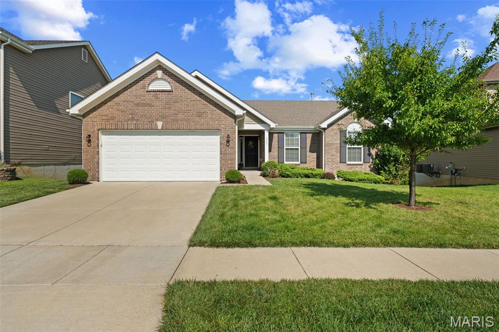 Charming 3-bedroom, 7 year young Ranch, in sought after Ruppel Farms. This light-filled ranch has an open layout with vaulted ceilings in the Great Room, Dining Room, and Kitchen complemented with luxury vinyl flooring and new lighting fixtures. The open well-designed Kitchen is a Chef’s delight with stainless applicances, custom 42” cabinets, and plenty of solid surface counter space. The Kitchen flows seamlessly into the Dining Room creating a layout that works well for both everyday living and hosting with direct access to the elevated custom deck overlooking the large backyard. The Primary Suite offers a walk-in closet, full spacious luxury en suite bath with adult height vanity, separate shower and soaking tub . Two additional bedrooms on the main level offer flexibility for guests, a home office, or changing needs over time. The amazing large walk-out basement has 3/4 bath plumbing rough-in for future finish - ready for your personal touch! Additional highlights include a blend of comfort and modern design with white two panel doors with Venetian Bronze hardware, gas fireplace in the Great Room, neutral color palette, main floor Laundry with custom cabinets, and lots of natural light pouring in through the windows and doors. Located on a quiet street with easy access to local amenities - being in such a sought-after neighborhood only adds to the appeal. COME SEE!!