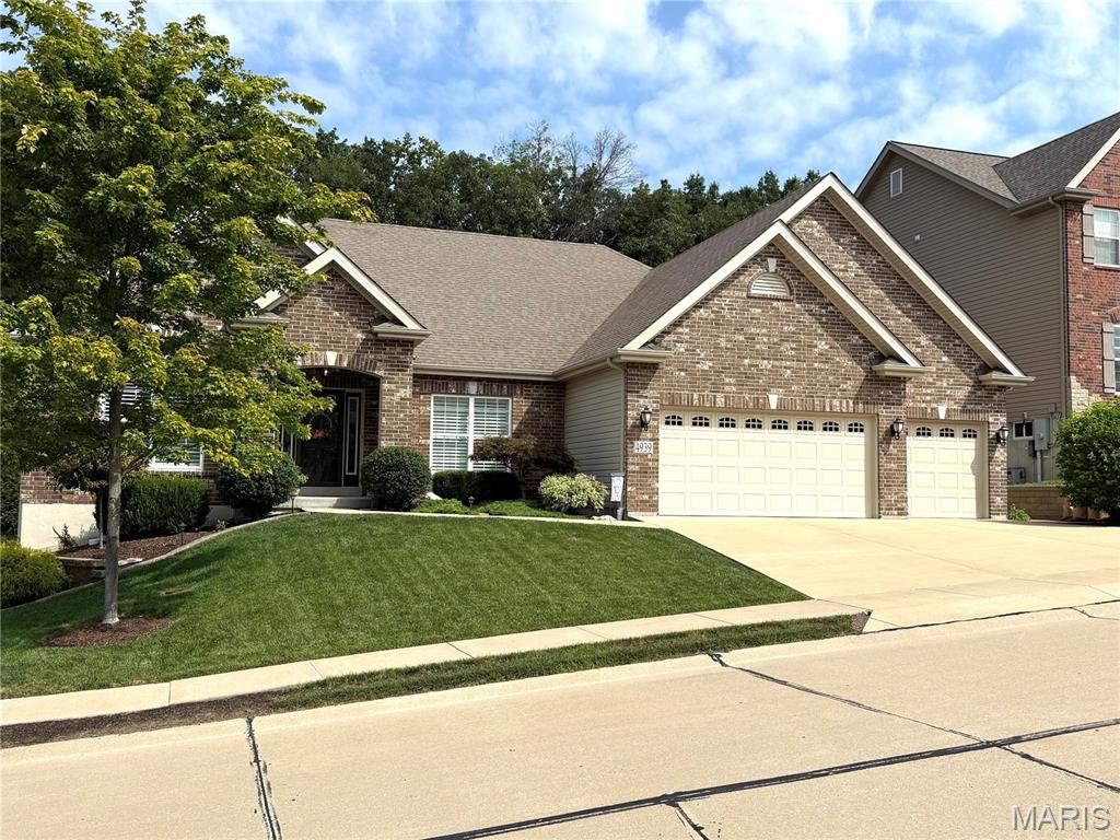 A unique opportunity to own a young Ranch home in unincorporated South County off Wells Road in 63128 has been listed. 4939 Quail Crest Ct is a Hampton II, Riverwood Provincial II, of superb upgrades and condition located in the Enclaves at Quail Creek.  This ranch offers 2,500 sq.ft. of open floor plan, 9 foot ceilings throughout, crown and base mold accents, six-panel interior doors, with additional insulation for interior temperature balance and sound control.  A custom designed kitchen and Great Room with 36 inch gas log fireplace divide the bedroom plan.  Exterior features include an upgrade brick front elevation, spacious 3-car garage with 10 foot ceilings, oversized full concrete driveway, and 30-year architectural roof.  The home is surrounded by professional landscaping including 6" concrete retaining walls to create planting layers accessible by an exposed aggregate sidewalk and spacious, multi-level rear patio with a ribbon paver accent.  The patio returns to a secluded 20' x 12' partially covered composite deck providing rear entrance to the interior breakfast bay and kitchen. The mornings are gorgeous on the deck.  Inside find beautiful wide plank, hardwood floors throughout the main traffic areas, beautiful, oil-rubbed light fixtures, and premium plumbing fixtures. The oversized master bedroom suite connects to a spacious bathroom that features a large tub with separate shower, raised height double vanity with drawer stacks, and additional 12" marble backsplash with Moen towel fixtures. Two additional main floor bedrooms are spacious. More interior features include ceiling fans, new plantation shutters or custom blinds and curtains.  Outside notice keystone block walks, exposed aggregate walkway and rear patio, buried PVC downspouts, a sprinkler system, added GFI outlets, and outdoor lighting.  The Enclaves at Quail Creek is a subdivision of only 25 homes, two cul-de-sacs, and no drive through traffic. Suson Park and Quail Creek Golf Course are within a mile and perfect for a short drive or casual walk. The location is both quiet and within 10 minutes of Mercy Hospital South, popular restaurants, premium services and shopping, and interstate access.  The house shows like new and superbly cared for.  There are many unique upgrades added to increase efficiency and comfort while reducing cost and maintenance.  The basement includes six new thermopane hopper windows improving whole house temperature and humidity control with extra security.  Drylock Extreme is applied to all interior basement walls, and 1.5" RFI rigid foam insulation installed to all exposed foundation areas.  The basement includes permanent shelving for storage needs. The home includes a low profile, roof exhaust, Radon Mitigation System with a continuous monitoring system.  The main floor laundry includes matching wall cabinets, base cabinet, and a bonus sink. Every detail and care has been taken with this spacious ranch home.  Come and see it for yourself today.  Showings begin Friday 8/28.