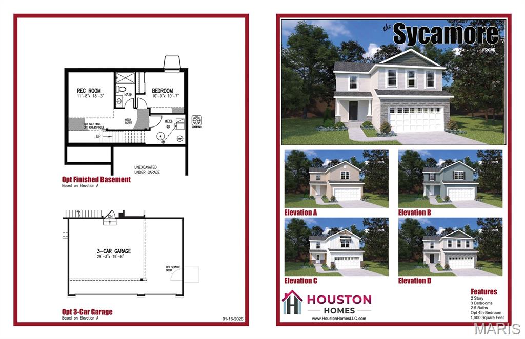 Sycamore model features 3 bedrooms, 2 1/2 baths, convenient 2nd floor laundry, & walk in closets in ALL bedrooms. 4 bedroom option available -- Impressive list of INCLUDED features with our Signature Series Bonus Package: GRANITE kitchen counters, full sod yard with professional landscaping, 10 yr foundation leakage warranty, architectural shingles, vault in Master Bedroom, laminate flooring in entryway, upgraded hardware pkg, stainless steel appliances (including built in microwave, dishwasher & smooth top range), Pestshield system, tilt in windows, adult height vanity & deluxe shower w/ seat in Master Bath, enclosed soffit/fascia, soft close cabinets with glazing, 50 gallon water heater, upgraded insulation & so much more.  Pick your lot, colors, hardware & lighting etc! Fantastic location!