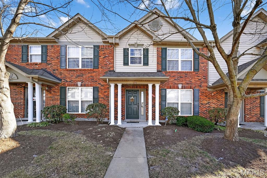 3 Bedroom, 1.5 Bath townhome in the sought after Enclave at Montclair neighborhood! Enjoy an excellent location, an attached garage and a smart, open floor design. The exterior is impressive with brick, vinyl siding, mature yard tree and a covered front porch. There is a private patio and a small green space in the rear of the home. The garage is oversized (21.9D), fully drywalled and includes a garage door opener.  Features include stainless steel appliances, refrigerator-dishwasher-electric range-microwave, updated main floor powder room, main floor laundry, laminate floors in the dining area and living room and walk in closets in the primary bedroom and one secondary bedroom. Updates include the garage door and garage door opener (new in 2025), the roof and furnace (both are 2 years old) and the water heater is less than 2 years old.  A low monthly fee covers some exterior maintenance, lawn, landscape, snow removal, and more (per indentures). Enjoy easy access to Highways I-70, 94, 364, Lambert International airport, shopping and restaurants on Historic Main Street in St. Charles, the popular Streets of St. Charles Entertainment District and more.  Low maintenance living in an excellent location.  So much to love!