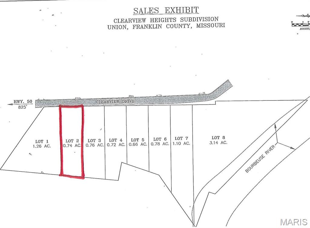 SPECTACULAR VIEW OF THE COUNTRYSIDE AND BOURBEUSE RIVER. EXCLUSIVE BUILDING SITE LOCATION IN UNION, MO. ALL DOCUMENTS ON-LINE AND/OR AT OFFICE. 1,800 SQ. FT. BUILDING MINIMUM. Water, sewer, electric at each lot. Lift pump for sewer needed on each, great lot for walk out basements and panoramic views! Additional Rooms: In Platted Subdv.