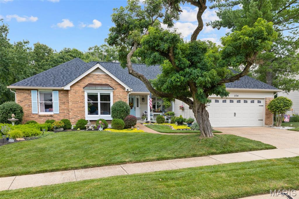 Charming ranch in the highly sought Cherry Hills Audubon Village — warm, inviting and beautifully maintained. This adorable 3-bedroom, 3-full bath home features a private primary suite and a spacious vaulted living room fills the main level with light, and the cheery kitchen is a cook’s delight with a gas cooktop, double oven and easy flow to a bright sunroom perfect for morning coffee. The main floor also offers a dining area for large family dinners, a private office, and convenient main-floor laundry. The walk-out lower level expands living and entertaining space with a comfortable family room w/gas fireplace custom-built bar and a dedicated pool room — ideal for games, guests or movie nights. Plenty of storage with 2 large unfinished rooms with built-in shelving. Multiple outdoor seating areas, including a covered patio with retractable awning, create year-round options for relaxing and dining. A huge, fully fenced backyard provides privacy and plenty of room for play, gardening and adding a pool.  Located in a desirable neighborhood with two community pools, tennis courts, playgrounds, and ponds. Close to Wildwood Town Center for all of the conveniences of shopping and dining. Brand new roof and skylights, 2025 furnace and 3 year A/C make this home a dream for the new homeowner!