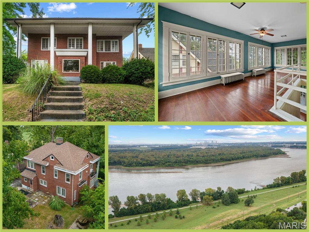 OPEN HOUSE Sunday 11-1p.   Welcome to 9914 Parkway Dr! Perched high on a bluff, this inviting home offers rare, eye-catching views of both the expansive Mississippi River and the St. Louis city skyline. Step inside the welcoming interior filled with character and natural light. Historic hardwood floors wind through most of the home, adding warmth and timeless appeal, while the kitchen and entry foyer feature new LVP flooring and a functional layout ready for everyday living or entertaining.

The living room features a large picture window that complements the views alongside the home's charming decorative historic fireplace. One of the home's standout spaces is the large, light-filled sunroom, on the 2nd floor, where oversized windows create a versatile space perfect for a peaceful reading retreat or super scenic office. Step out onto the covered back porch and enjoy your daily front-row seats to sunrise over the river. 

The accessible third-floor attic features high ceilings and offers potential for additional living space. The basement provides ample storage, along with a dedicated workshop area and exterior door leading directly to the parking pad—ideal for bringing in tools, equipment, or supplies for your favorite hobbies.

This could be a wonderful home or St. Louis getaway spot. Conveniently located near riverfront trail access, local parkways, and downtown amenities, you’ll never be far from the action! As if that’s not enough, the St. Louis Zoo WildCare Park - a 425-acre safari park and conservation center scheduled to open in spring 2027 - is just a few short minutes away. 
With its combination of historic character, natural light, and distinctive architectural details, 9914 Parkway Dr offers a unique opportunity to enjoy the river, the skyline, the whole St. Louis landscape - all from the comfort of home. Come see the views, sunrises, and unique character of this property for yourself!