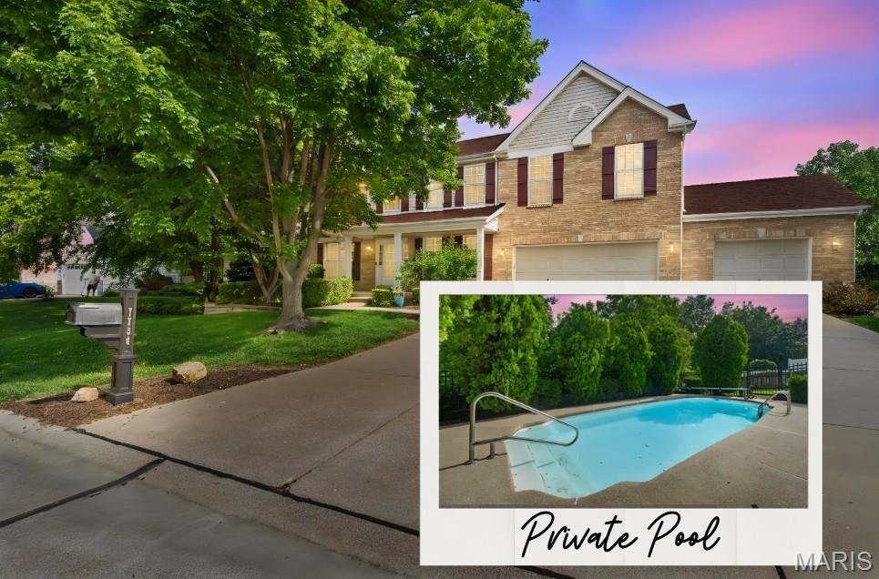 Large Dardenne Prairie 2 Story w/ Private inground pool, finished walk out basement w/ theater room, Deck w/ Pergola, covered patio, 3 car garage and so much more! A great home for entertaining! The main floor has lots of room for everyone with a private office featuring double glass panel doors, hardwood floors and ceiling fan.  Formal dining room sits right of the entry and leads to the Large Kitchen w/ 42 in cabinets, solid surface counters, backsplash, recessed lighting, stainless appliances, coffee bar, tons of storage, and a breakfast room. The main floor laundry is large w/ a drop zone, sink & closet. The spacious living room has plenty of space for your large comfy sectional, built in cabinets, recessed lighting, and gas fireplace.  The lower level is partially finished w/ a full bath, theater room, large strage space, & room to add an additional bedroom if needed; it walks out to the covered patio and the private pool.  The 2nd story offers a nice retreat w/ a private family/game room, the large Primary suite w/ full bath featuring separate tub and shower, double sinks, Private comode area and large walk in closet w/ built ins.  There are an additional three bedrooms and a full bath that complete the 2nd floor.  For individual customization of heating and cooling, each room has it's own minisplit.  With all this sqft, large fenced back yard, inground pool, covered patio, large deck w/ pergola, irrigation system, and so much more, how can you pass this up!