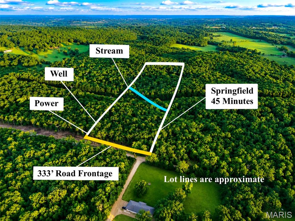 Beautiful 10-acre tract on Cantrell Road in Mansfield, Missouri featuring approximately 333 feet of county-maintained road frontage, a BRAND NEW WELL and electric service being installed at seller's expense, and a beautiful stream winding through the property. Conveniently located just 4 minutes from Highway 60 and approximately 45 minutes from Springfield, this property offers the perfect balance of rural privacy and everyday convenience. The highlight of this tract is its exceptional topography and stream corridor. Gently rolling terrain, mature timber, and scenic creek frontage combine to create a truly picturesque setting with multiple attractive homesite locations overlooking the natural landscape. The diverse terrain provides both beauty and usability, making this one of the most visually appealing tracts in the development. Established trails wind throughout the property for easy access and exploration. Excellent wildlife habitat supports abundant deer, turkey, and other native wildlife, while the rich timber and stream corridor provide outstanding opportunities for mushroom foraging, including an abundance of wild edible mushrooms.