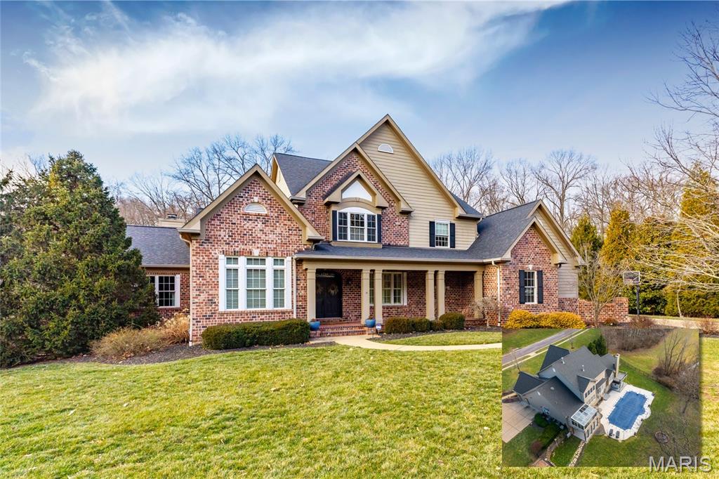 Magnificent custom-built 1.5-story home sitting on a 1+ acre lot, backing to woods, in the prestigious Sunset Farm subdivision, in Sunset Hills, within the award-winning Lindbergh School District. 

From the moment you walk through the front door, and enter the foyer, you will know you are home. This property features 7 bedrooms, 5.5 baths, and over 6,600 sqft of living space with finished lower level. Beautifully maintained with significant updates, including an incredible all glass sunroom, off the breakfast room. 

The main floor is an extremely functional, open floor plan, designed for today’s living and entertaining, has high-end finishes, and is painted in stylish, designer colors, making this home truly move-in ready. Spacious dining room with large box bay window and gas fireplace, a terrific den/study with a floor to ceiling, wood paneled walls, and 15-lite French doors. 

Spectacular 2-story great room / hearth room with floor to ceiling windows, and stone fireplace, flanked by custom built-ins, opening to a gorgeous gourmet eat-in kitchen (2020) with an abundance of custom cabinetry, quartz counter tops, custom backsplash, contrasting color center island breakfast bar, top of the line SS appliances, including 5-burner gas cooktop & hood, double ovens & fridge, large buffet, Butlers & walk-in pantries, and breakfast area, all opening to a fantastic all glass sunroom. 

If this is not enough, you will also find a spacious primary retreat, with deep coffered ceiling, woodburning fireplace, luxurious bath with double vanities, jetted bathtub & custom-tiled walk-in shower, large custom organized walk-in closet and private deck. An in-law / guest suite, with en-suite full bath, main floor laundry room with custom cabinetry & sink, and a half bath, completes the main floor. 

The upper level features a loft area, 3 large bedrooms, 2 sharing a Jack & Jill bath, and a 3rd bedroom with its own full bath, all with walk-in closets! The professionally finished, walkout lower level is awesome, featuring multiple seating areas, including a media room with projector & screen, wet bar, game room, wine cellar, exercise room with dry sauna, 2 legal bedrooms, and the 5th full bath, still leaving plenty of storage space. 

Additional features include: newer roof (2018), zoned HVAC (2 systems replaced in 2021 & 2022), hot water heaters (2 replaced in 2019 & 2021), hardwood flooring, professionally landscaped grounds, multi-zone irrigation & security systems, and an oversized 3-car garage (2 new Wi-Fi controlled motors 2024), just to name a few. 

Relax outside in your own private oasis, on the expansive low maintenance upper deck (2022) & lower covered patio, and admire your flat, fully-fenced in yard, or take a dip in the beautiful in-ground pool (many updates 2021-2025), still leaving plenty of green space for the kids to play. This home is perfect for entertaining! Location could not be better - convenient to Grant’s Farm, Sunset Hills Country Club, county parks, shops, dining - easy access to I-44 & I-270!