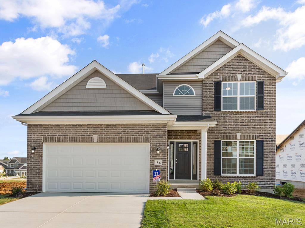 New McBride Homes Royal II 2-story, 4BR 2.5BA is READY NOW! Inside you’ll find a luxury kitchen with Benton Painted White 42” tall cabinetry, lg center island w/breakfast bar, quartz countertops, stainless steel GE appliances, & corner walkin pantry. The breakfast rm opens to the backyard w/sliding glass door. The main level has a spacious family room w/window wall & ceiling fan, formal dining, laundry, & powder rm. Open spindled staircase to the 2nd floor. Upstairs the master suite has a walkin closet, private lux bath w/double bowl vanity, tub, enclosed toilet, & walkin shower. Plus 3 extra bedrooms & hall bath. Upgraded lighting/plumbing fixtures, & ¾ bath rough-in at LL. Polo Grounds offers a barn-style clubhouse, playground, pickleball court, fire pit, scenic lake w/fountain & more. Located in Eureka near Highway 109/Hwy FF, in the Rockwood School District. Enjoy peace of mind w/McBride Homes’ 10 year builders warranty & incredible customer service! Similar photos shown.