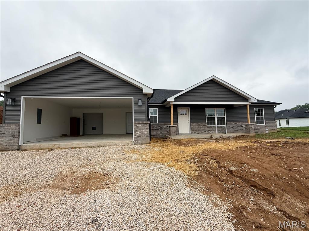 Ready end of JUNE!! BRAND NEW home with easy one level living on cul-de-sac! HURRY and pick out a few of your own finishes! Windows with lots of light and white cabinets making the space feel spacious and comfortable. Quartz countertops in kitchen and baths. Luxury vinyl flooring all throughout. Split bedroom plan with primary suite offering double vanity, walk-in shower and nice size walk-in closet. The kitchen opens to a nice yard with a covered back patio perfect for grilling or enjoying your morning coffee. No big steps into the home perfect main level living. Just minutes to Cape and I-55. Estimated completion end of JUNE