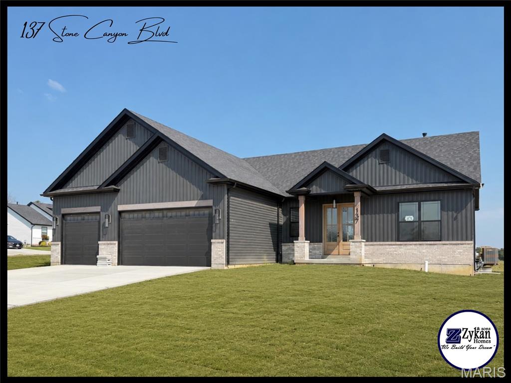 For comp purposes only. Welcome to Stone Canyon, a Zykan and Sons Homes Community in Foristell, MO. Here you’ll find many great floor plans to choose from all on amazing estate style homesites. All lots are a minimum of .33 acre (14,500+ sq/ft) and some are well over twice that size and many of them back to trees/woods and common ground! Located in the Wentzville School District, Stone Canyon residents will attend North Point High School. So much comes standard in this development that is optional elsewhere such as 3car garages, sill high brick front elevations, fully sodded yards, and too much more to list.