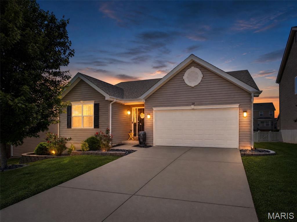 Welcome home to this beautifully maintained 3-bedroom, 2-bath gem offering the perfect blend of comfort, style, and convenience! Step inside to an inviting open floorplan featuring vaulted ceilings, recessed lighting, and surround sound wiring throughout the interior and exterior—perfect for entertaining or relaxing at home. The spacious kitchen is designed to impress with 42” cabinetry, stainless steel appliances, a new dishwasher, stylish backsplash, pantry, breakfast bar & the Refrigerator is staying with the home! The primary suite offers a private retreat complete with an en-suite bathroom and walk-in closet. Outside, enjoy the large, expanded patio and a fully fenced, level backyard—where you will spend your mornings drinking coffee and relaxing evenings hosting friends and family BBQs. Additional highlights include the lifetime Leaf Filter gutter guards for added peace of mind. An expansive unfinished, lower-level gives you endless possibilities for a future living space, home gym, recreation area, office or additional storage. Washer and dryer are included in the sale as well! Truly move-in ready! The neighborhood amenities are an added bonus with a community playground, basketball court, and pavilion just moments away. Conveniently located minutes from highways, shopping, restaurants, and more, this home checks all the boxes! Make your appointment today. It's time you LOVE WHERE YOU LIVE!