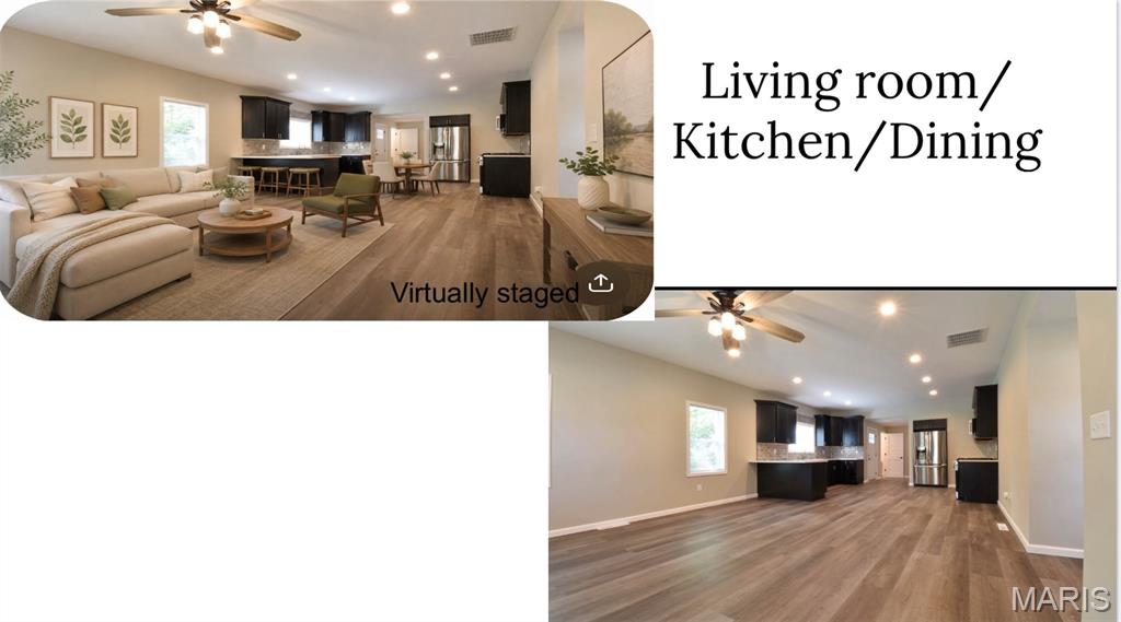 Completely renovated in 2026, this 4-bedroom, 2.5-bath home at 1201 E Main St offers 1,901 square feet of above-grade living space. 
Renovations include replacement of the home's major systems and finishes.

Updates completed in 2026 include electrical, plumbing, HVAC, gas lines, roof, drywall, insulation, flooring, interior and exterior doors, siding, water heater, windows, and kitchen appliances. Additional improvements include fresh interior paint, trim, hardware, vanities, and a newly constructed deck with stairs and railing. The exterior is finished with black board-and-batten shutters, freshened landscaping, spacious 1/4acre lot, also a kids playhouse/she shed in the rear of property.

The property also features an oversized 2 car detached garage for additional parking or storage.
Conveniently located with quick access to I-55, providing an easy commute to the St. Louis metro area while offering the amenities of Staunton. Contact your agent to schedule a showing.
Professional Picts coming soon