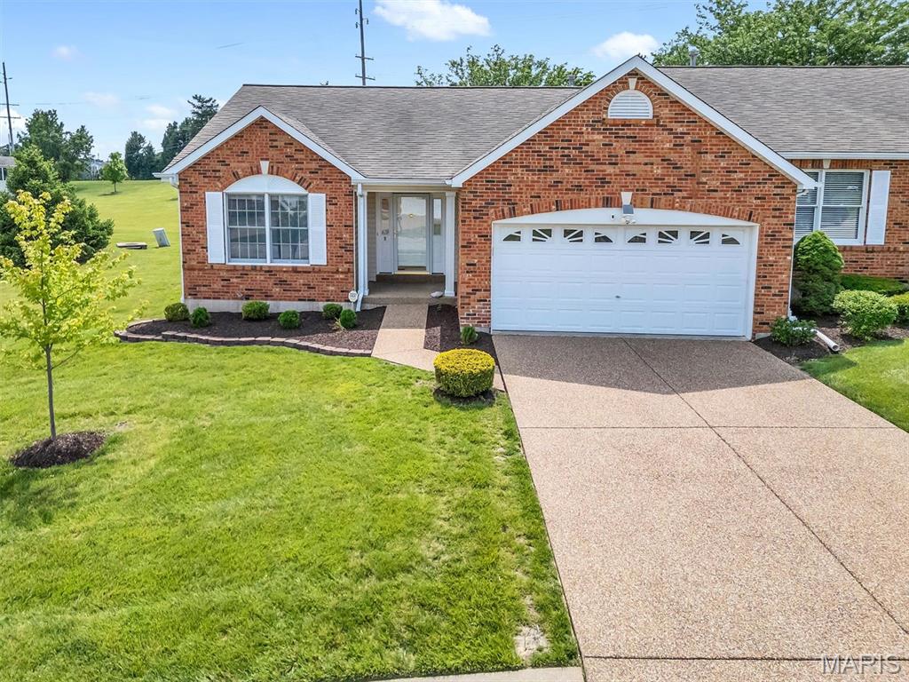 Well, Looky here! This Villa is in one of the best Villa subdivisions you will ever find.  2 bedrooms/2 baths/2 living areas/2 dining areas/2 car garage.  The living/dining room is combined with a double window in the dining and a 5 window bay in the living room. The kitchen has white cabinets, and a small pantry. The fridge remains, if you choose. Now here is a unique feature. The breakfast room is quite large and could easily host a couple of lounge chairs to use as a small sitting area, along with your table and chairs. I've never seen a floorplan like this one. The Master Suite has a nice bathroom with double vanity and nice shower. The walk-in closet is found here, too! The MAIN FLOOR laundry room is between the garage entry into the house and the kitchen. The professionally finished LL is unique, like the main level. LARGE family room, plus this area that has been used as a craft room, or could be a small movie room. It's right above sitting area described in the breakfast area. This is an end unit. Close/walking distance to the subdivision pool, fishing pond, and tennis courts. Dardenne Links is a public course and just right up the street. There is no fencing in the Villas here on Farnsworth. There are two fees: One is monthly, $313 that pays for your exterior insurance, the lawn maintenance, the street light electricity and snow removal in the winter. There is a second fee paid annually of $367...this pays for the ponds, the swimming pool, the tennis and club room. The seller would like to have a closing date of 7/8 or later, please. You know, this just might be the best deal in town.