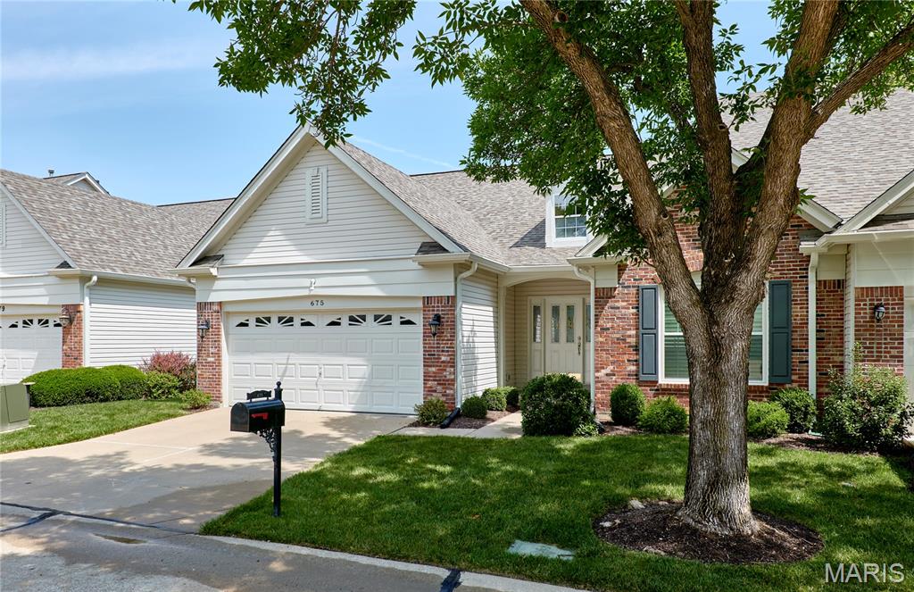 WELCOME TO THE GATED COMMUNITY OF STONEHILL WHERE YOU ARE WALKING DISTANCE TO SUMMER CONCERTS, PARKS, DINING AND THE NEW UP AND COMING DOWNTOWN CHESTERFIELD!! This beautiful villa has three all new remodeled bathrooms. The primary bath has stylish decor and is equipped with an oversized shower with zero entry, gorgeous tile and seat for comfort. Vaulted greatroom floorplan with wood flooring, gas-logged fireplace, built-ins, wall of windows and easy access to the covered porch. The kitchen is light and bright featuring updated white cabinets, quartz tops, ss appliances with gas range and refrigerator stays. Secondary main floor bedroom with wood floors and conveniently located to additional full bath completely redone. The lower level is spacious with finished living area, wall of windows and bar with wine refrigerator, 3rd bedroom with walk-in closet and also has renovated full bath. Lower level walks out to patio, fully drywalled garage and central vac. Amazing location located on a low traffic culdesac street. New roofs, solid hoa and amazing neighbors!