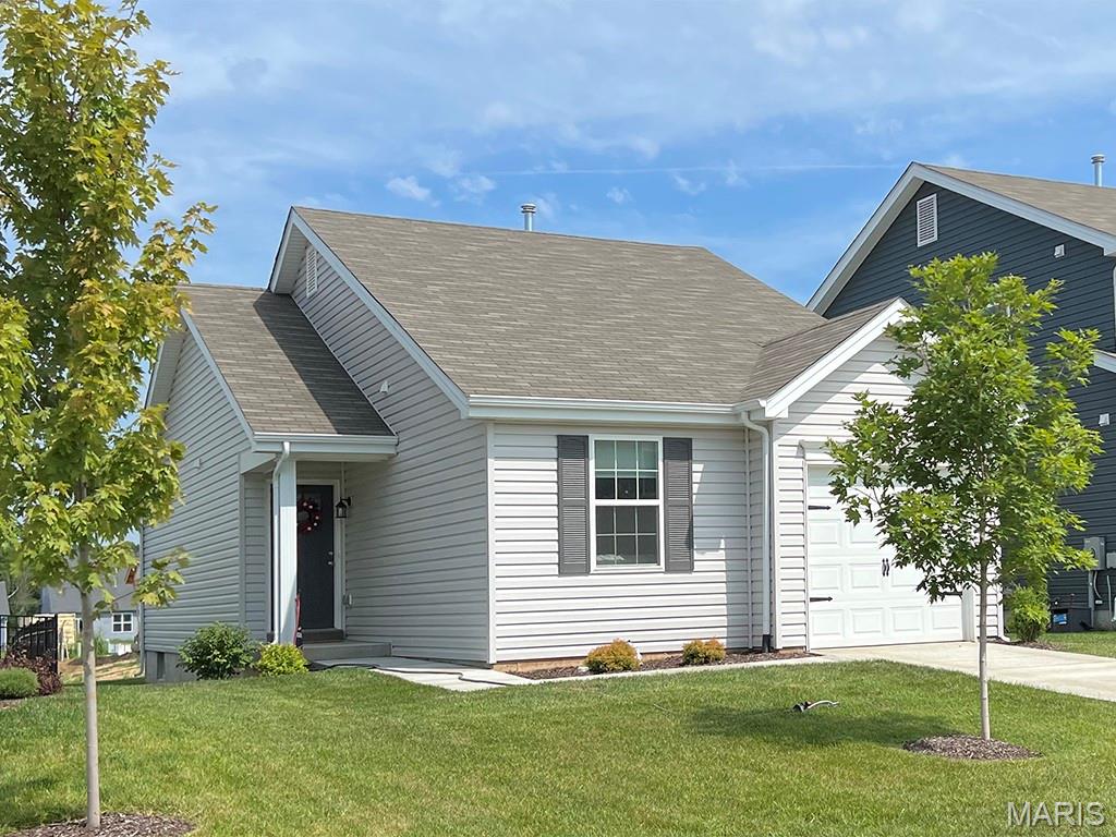 New McBride Homes Summerfield ranch-style 2BR, 1BA will be ready this spring! Partial Walkout homesite! This cozy cottage is perfect for entertaining! Vaulted ceilings, 6ft windows & beautiful wood laminate flooring in main areas. Kitchen features Landen Burlap 42” tall cabinets, large peninsula w/breakfast bar, & stainless steel GE appliances. Oversized living room w/ceiling fan & sliding glass door to backyard. The primary suite features large window, dual closets & ceiling fan prewire. Shared hall bath with double sink vanity & 5’ walk in shower. White two panel interior doors, upgraded lighting w/ceiling fan prewire in additional bedroom, main floor laundry, & 1 car garage. LL includes a ¾ bath rough-in for future finish. Located in House Springs, this community features 263 homesites off Bear Creek Road, just east of Gravois Road & Carol Park Road. Enjoy peace of mind with McBride Homes’ 10-year builders warranty & incredible customer service! Similar photos shown.