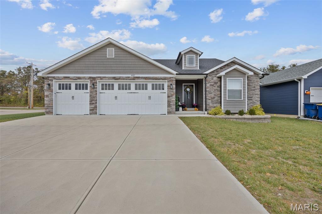 Do you want all the benefits of NEW CONSTRUCTION without a year plus lead time, decision fatigue, or the fear of blowing your budget? Well look no further, this NEWER BUILD barely a year old could be yours by the HOLIDAYS. Welcome to 1027 Watering Stone Court! This beautiful 3-bedroom, 3-bath home offers an open and spacious floor plan perfect for modern living. The bright living room flows into the dining area and kitchen, featuring ample cabinet space, a breakfast bar, and plenty of natural light. The primary suite includes a walk-in closet and private full bath, while two additional bedrooms and bathrooms provide comfort and flexibility for family or guests. The lower level offers even more living space with room for entertaining or a home office. A 3-car garage provides plenty of parking and storage. Enjoy outdoor living on the patio overlooking the level backyard. Located in a quiet subdivision with easy access to schools, parks, and I-55—this move-in ready home has it all!