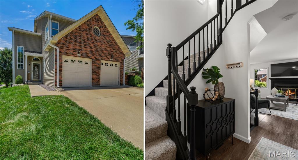 Open Saturday 12-2 PM! Move-in ready end-unit townhome in a prime Chesterfield location! This 2 bed, 3 bath home features a bright 2-story entry foyer, open-concept main floor with hardwood look flooring, gas fireplace, and abundant natural light. The kitchen offers granite countertops, stained cabinetry, and flows seamlessly to the living and dining spaces with access to a private outdoor deck. Main floor laundry adds convenience.

Upstairs, the spacious primary suite showcases vaulted ceilings, a massive layout, walk-in closet, and an updated en-suite bathroom. The second bedroom also features its own updated full bath access, ideal for guests or roommates.

The finished lower level provides versatile space perfect for a recreation room, office, or additional sleeping area, plus extra storage. Newer A/C.

Enjoy ample guest parking directly across the street, plus community amenities including a pool. Unbeatable location just steps from Chesterfield Park & Amphitheatre, walking trails, lakes, shopping, coffee shops, and restaurants. Well-maintained and priced to sell. Don’t miss this one!