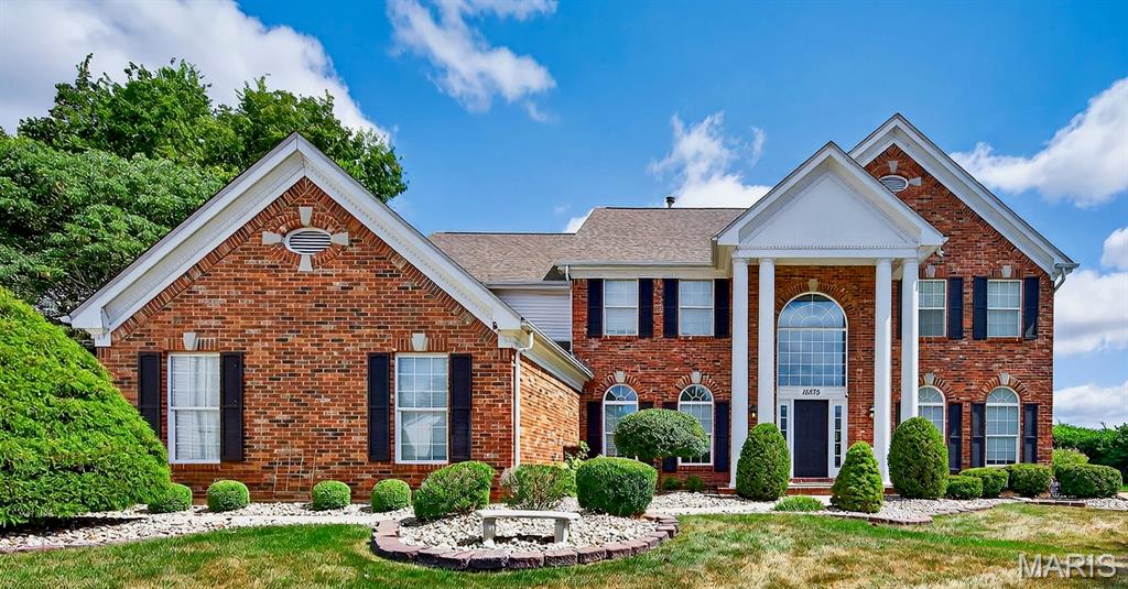 Fantastic outdoor spaces in this 5 bedroom, 4.5 bath home provides an oasis for your family and friends. Home is situated on the cul-de-sac at the back of Twin Estates at Meadowbrook subdivision backing to Meadowbrook CC! 2-Sty entry foyer has travertine tile floors & is flanked by the formal living/dining rooms. Custom stone gas fireplace, built-in bookcases, wet bar, & 5 window bay overlooking the backyard make the family room a cozy gathering place. Huge kitchen features granite counters, 5 burner Thermador gas range, Kitchen aid convection micro, center island, butler’s pantry, walk-in pantry, & adjacent breakfast room. 2-sty hearth room w/stone fireplace leads to the backyard. Upstairs is a primary suite complete w/large walk-in closet & luxury bathroom.  Add 2nd ensuite bedroom plus 3rd & 4th bedroom sharing a J & J bath in UL. Professionally finished LL boasts: movie room, game room, wet-bar, 5th bedroom, exercise/office area, full bath, & storage w/ workshop area. Large level fenced backyard has a covered patio w/wiring for outdoor TV, gazebo w/custom bench seating, heated in-ground pool with “cool deck”, fire pit area with bistro seating, playground, & professional landscaping. Add features: 3 car garage with built-ins, 220V EV charger, main floor laundry, custom millwork throughout, whole house speakers, & hand-scraped hickory floors throughout most of the main floor. All this located in the award winning Rockwood Schools makes this perfect place to call home!