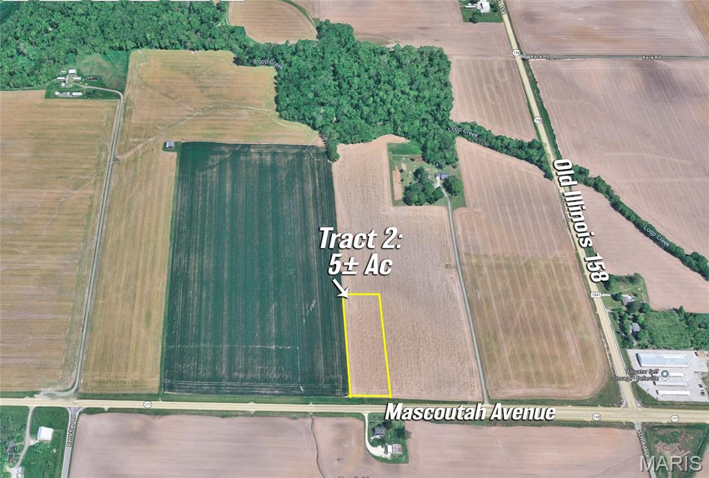 Price listed is Starting Bid Only. Bidding starts closing 8/26/2026 @ 5 p.m. Tract 2: This exceptional 5± acre tract of prime tillable land is ideally located just off Mascoutah Avenue, approximately 15 minutes East of the Belleville Public Square and 7 minutes West of Downtown Mascoutah in St. Clair County. With 5± acres of productive cropland, it offers immediate potential for crop production and a dependable source of agricultural income. Its strategic location near Mascoutah Avenue ensures easy access, making it a seamless addition to an existing farming operation or an excellent starting point for a new agricultural venture. Beyond its farming appeal, the property presents picturesque building sites perfect for a dream home or hobby farm. Zoned A for agricultural use, the property falls under St. Clair County zoning authority and would allow a single-family residence to be built onsite. Electricity is already available near the site, though tap-on fees have not been paid by the current owner, and the land is best suited for private water and sewer systems. With its blend of agricultural productivity and residential potential, this property offers a rare and versatile opportunity in a desirable location. In addition, Tract #1 ~ 63.30± acres could be purchased separately. Whether you are looking to grow your farming footprint or build a countryside retreat with income-generating land, this tract delivers both promise and potential. Additionally, 2026 farming rights are available. FALL 2026 PLANTING WILL BE AVAILABLE TO THE NEW OWNER. Property will sell under auction terms and be sold AS- IS, WHERE-IS. Seller, will not make any repairs as a result of any building, occupancy, or environmental inspections. Buyer will be required to sign an Auction Purchase & Sale Agreement if final bid is accepted by Sellers.