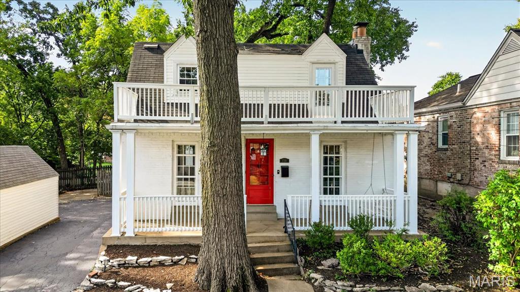 Welcome to 7318 Murdoch Avenue, a charming 2-bedroom, 1 full and 1 half bath home in the heart of Shrewsbury and the sought-after Webster Groves School District. Filled with character and natural light, this inviting home blends classic architectural details with functional living spaces and plenty of opportunity to make it your own.  Step inside to find beautiful hardwood floors, crisp white trim and an easy-flowing floor plan. The spacious living room is anchored by a classic fireplace and features impressive built-in shelving and cabinetry surrounding the windows—adding both character and useful storage. An adjoining dining room offers additional built-ins, a chandelier and plenty of space for everyday meals or entertaining. The kitchen features abundant cabinetry, solid-surface counters, subway tile backsplash and stainless steel appliances, including a gas range, microwave, dishwasher and refrigerator.  Upstairs, two generously sized bedrooms feature hardwood flooring and ample natural light. A full bath serves the bedroom level, while a convenient half bath adds functionality elsewhere in the home. One of the home's standout spaces is the wood-paneled sunroom, where a vaulted wood ceiling, walls of windows and warm hardwood flooring create a cozy retreat overlooking the backyard.  The finished lower level expands the living space with a large recreation/family room—ideal for movie nights, a home office, exercise area or playroom. Outside, mature shade trees create a picturesque setting. The fenced backyard features brick pathways and garden areas with plenty of possibilities for outdoor entertaining, gardening or simply relaxing. A detached garage and private driveway provide additional convenience.  From its hardwood floors and built-ins to the fireplace, sunroom and finished lower level, this Shrewsbury home offers the character buyers love with spaces ready to suit today's lifestyle. Conveniently situated in an established neighborhood within the Webster Groves School District, 7318 Murdoch Avenue is ready for its next chapter.
