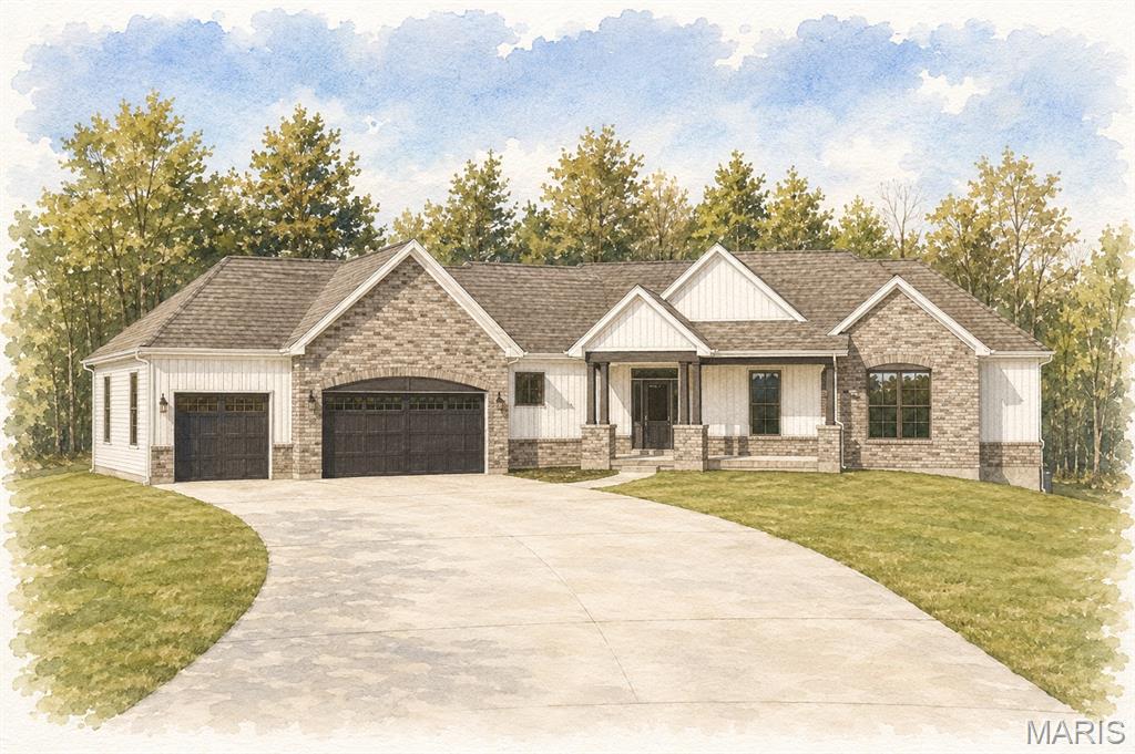 WELCOME HOME to The Estates at Schaper Farms! NEW CONSTRUCTION-Luxury Acreage Homesites in St. Charles County! Wentzville School District! Private 3+ Acre homesites w/a wooded back. THE CYPRESS is a SPLIT RANCH style home with 3 Bedrooms/2.5 baths. Brick w/siding facade. (Optional Elevation w/Cedar Beams above porch & stone front upgrade available) Angled Oversized 3 car garage (31' x 25') Open floor plan w/ 2423 main floor living space! 9 ft pour! Study off entry foyer & a convenient powder room. Kitchen boasts 42" cabinets, quartz countertops, large island, stainless appliances. Master suite includes lux bath w/split vanities, sep tub & walk-in shower. Tons of included features & options available including a back entry style elevation! City maintained CONCRETE streets! Luxury Living in a Country Setting! ADDL FLOOR PLANS AVAILABLE OR BRING YOUR OWN! Display @ 5 Schaper Farms Ct open Wed/Friday 10-2 & Sat/Sun 11-2. Home Build Out Timeframe Estimated @ approx 6 Months to Completion.