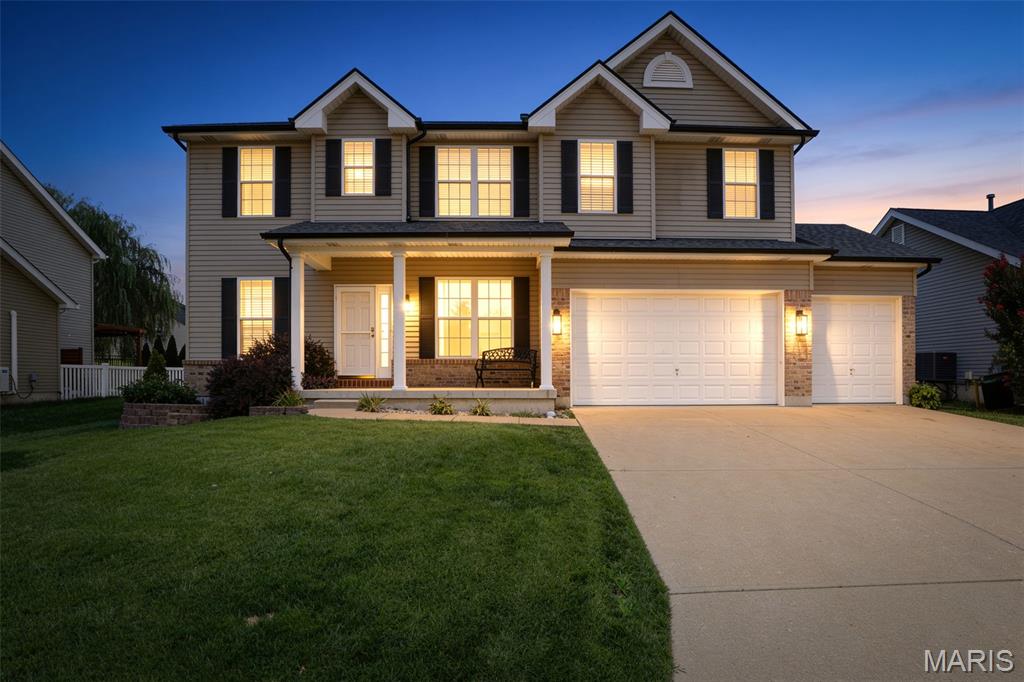 Open House - Saturday, June 25th 1-3pm. This custom-built home is located in the sought-after Bailey Station Community. As you walk in this beautiful home the entry foyer leads you to a formal dining room and a den/office with amazing glass French doors. A natural gas fireplace in the large living room provides warmth and ambiance. The kitchen, built for function and flexibility, boasts custom cabinetry, center island, pantry and eat-in breakfast area. The second floor has a large family room, which is perfect for movie and game nights. Here is where you will also find the primary bedroom along with three more generously sized bedrooms, which all have walk-in closets. The huge primary bedroom allows for oversized furniture, sitting area for the book lovers and even enough room for exercise equipment. The en-suite consist of a double sink, separate garden tub and shower, large walk-in closet and a separate linen closet. The three-car garage has an entry to the home into a mud room and main floor laundry, connecting to the kitchen. The basement is unfinished with a rough-in bath and plenty of room for storage and additional living space. Out back is a patio with a space for a hot tub that already has the power run for it. Schedule a look at this one before it's gone.