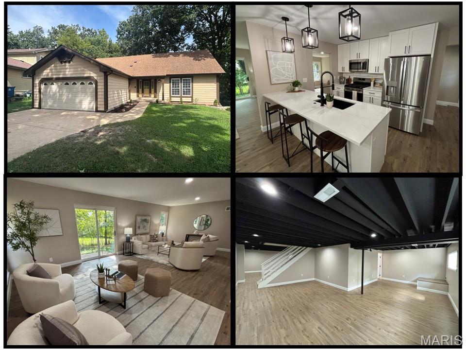 You DO NOT want to miss out on this stunning remodeled home! 754 Carman Woods Dr harbors 2,665 square feet, FOUR bedrooms, FOUR bathrooms, and a FINISHED LOWER LEVEL. The kitchen is unbelievable! Quartz countertops, soft-close cabinets, ceramic backsplash, Blanco sink, and stainless-steel appliances. The fridge stays! The generous sized primary bedroom includes an ensuite bathroom with a convenient double vanity. The main level also contains a spacious living room, dining room, 2nd bedroom, full bathroom, and MAIN FLOOR LAUNDRY. Upstairs there are two more bedrooms and a full bathroom. All four bedrooms contain their own walk-in closet. The bathrooms contain ceramic tile shower surrounds with modern matte black shower fixtures. The finished lower level adds valuable living space and the fourth bathroom. The entire home boasts beautiful new LVP flooring, upgraded baseboards, and modern matte black light fixtures and door hardware. Keep your cars dry in the attached two car garage. The backyard is a perfect space for morning coffee. Additional upgrades include a new AC, furnace, water heater, 200 amp electric panel, and a partial stack replacement. This home will not last long. Schedule your showing today!